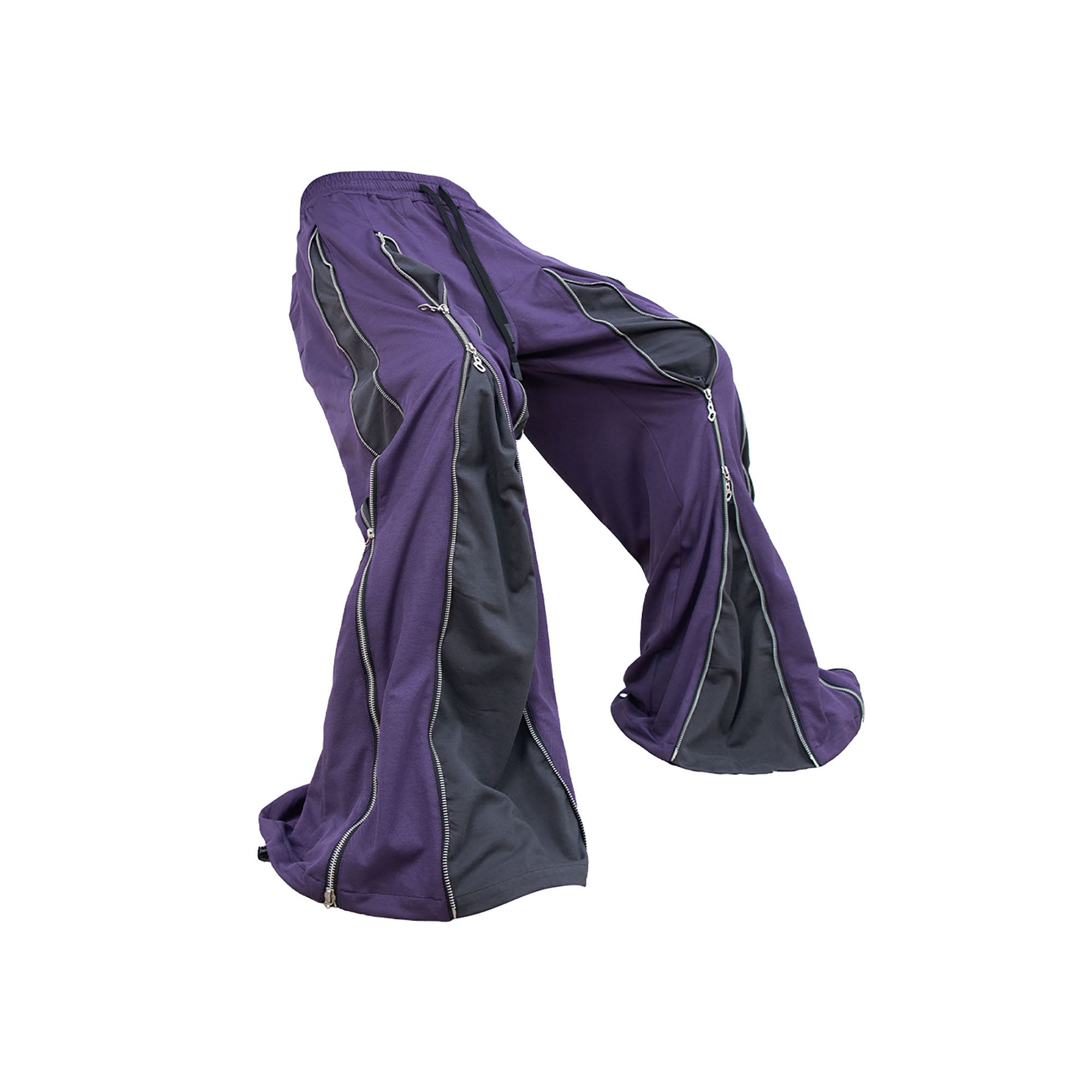 RELABEL Layered Multi-Zip Drawstring Sweatpants Purple