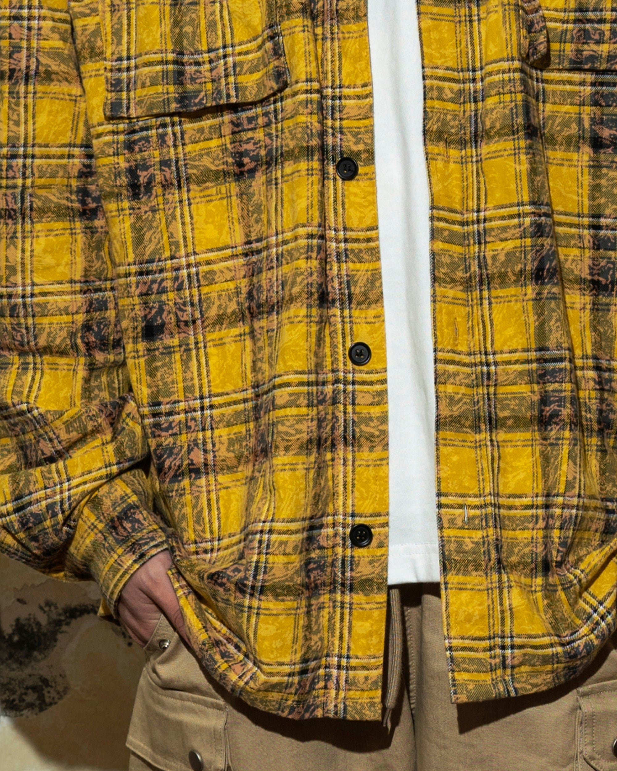 MAKEMORE Retro Plaid Shirt Yellow, premium urban and streetwear designers apparel on PROJECTISR.com, MAKEMORE