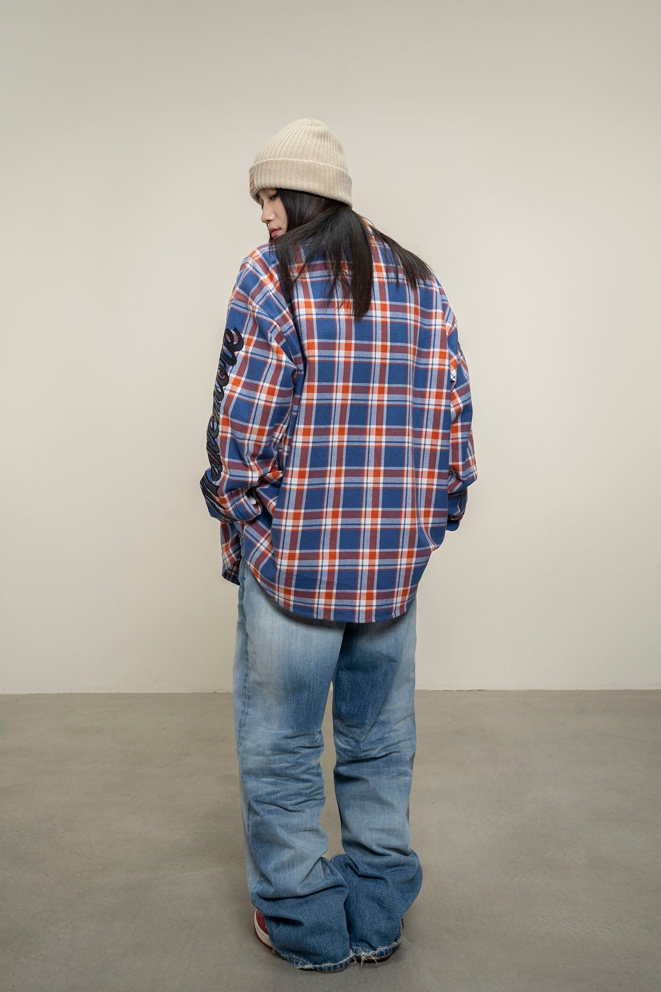 MAKEMORE Flap Pocket Plaid LOGO Patch Shirt, premium urban and streetwear designers apparel on PROJECTISR.com, MAKEMORE