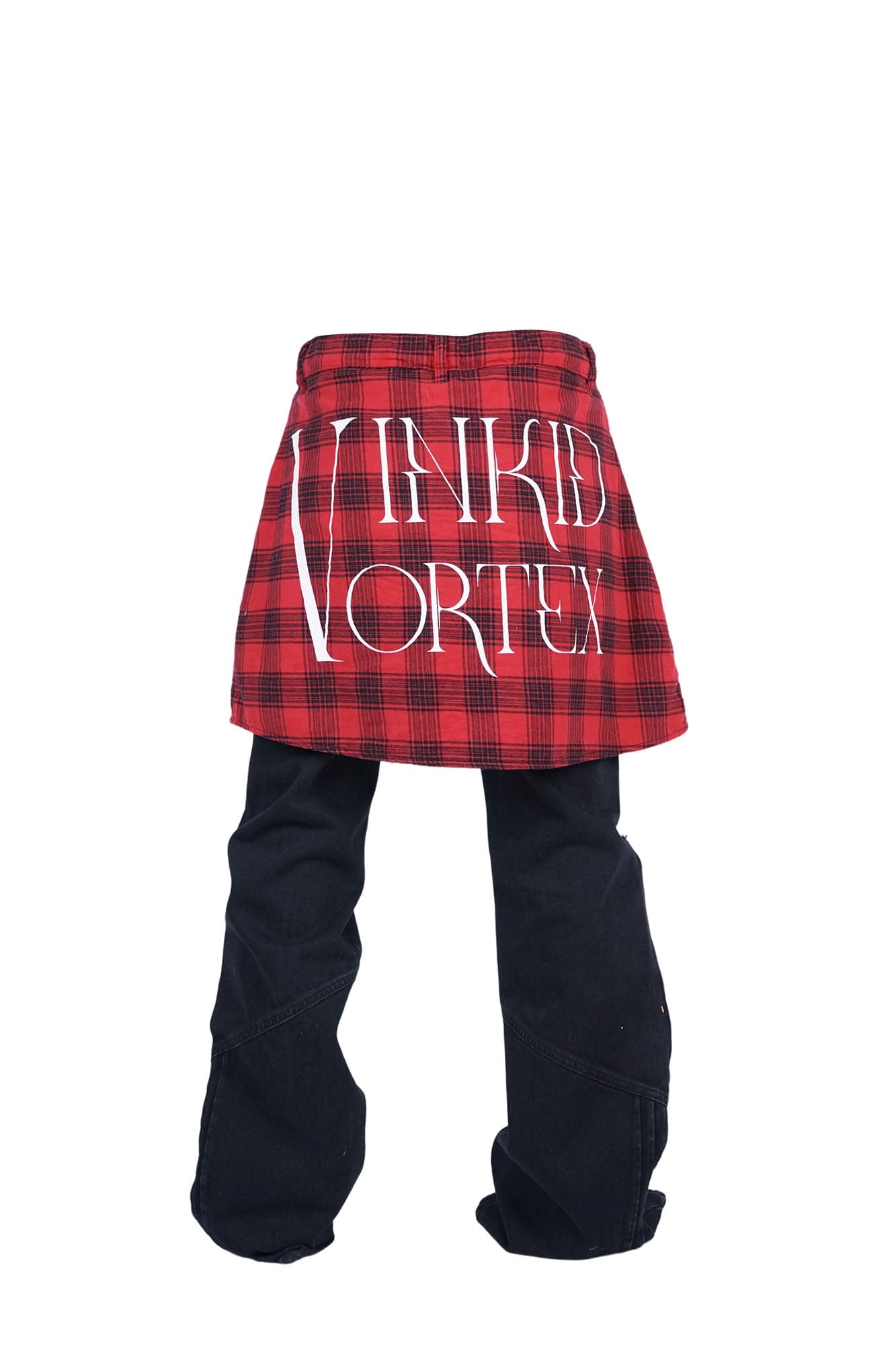 VINKID Plaid Skirt Overlay Ripped Jeans, premium urban and streetwear designers apparel on PROJECTISR.com, VINKID