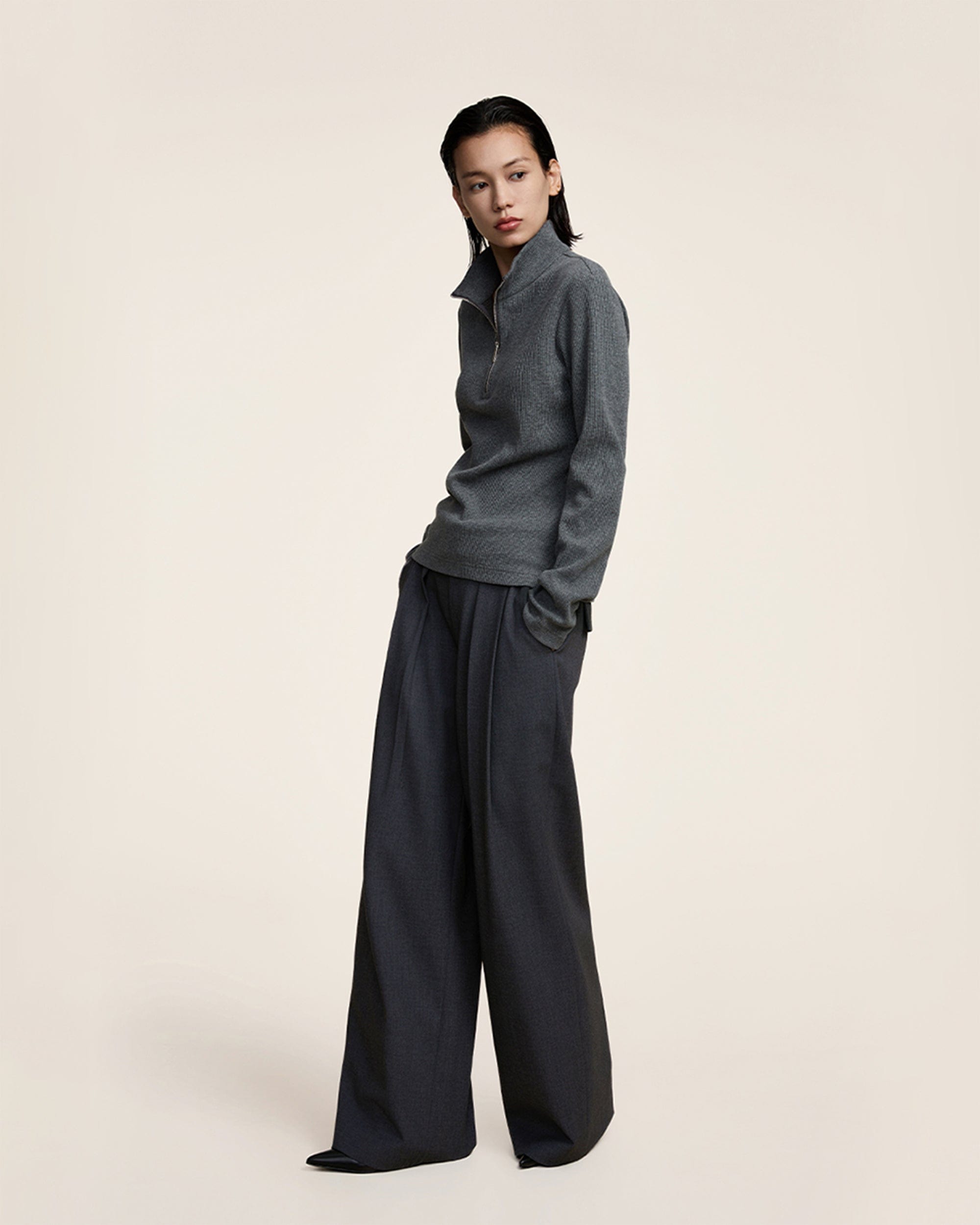 OPICLOTH Classic Pleated Belt Trousers