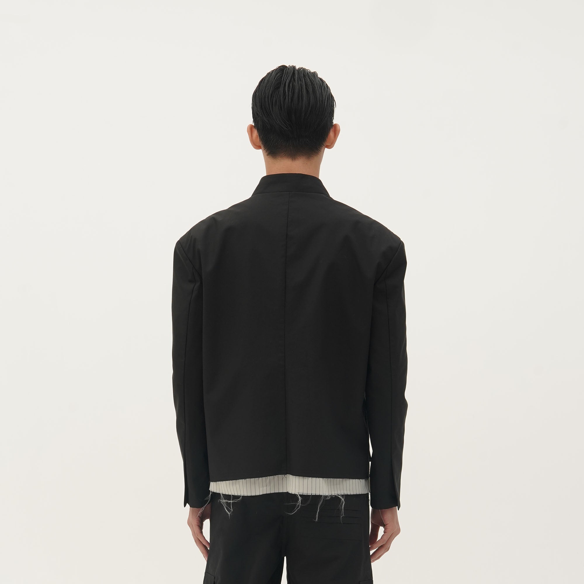 ORAL UTOPIA Faux Layered Hem Mandarin Collar Jacket