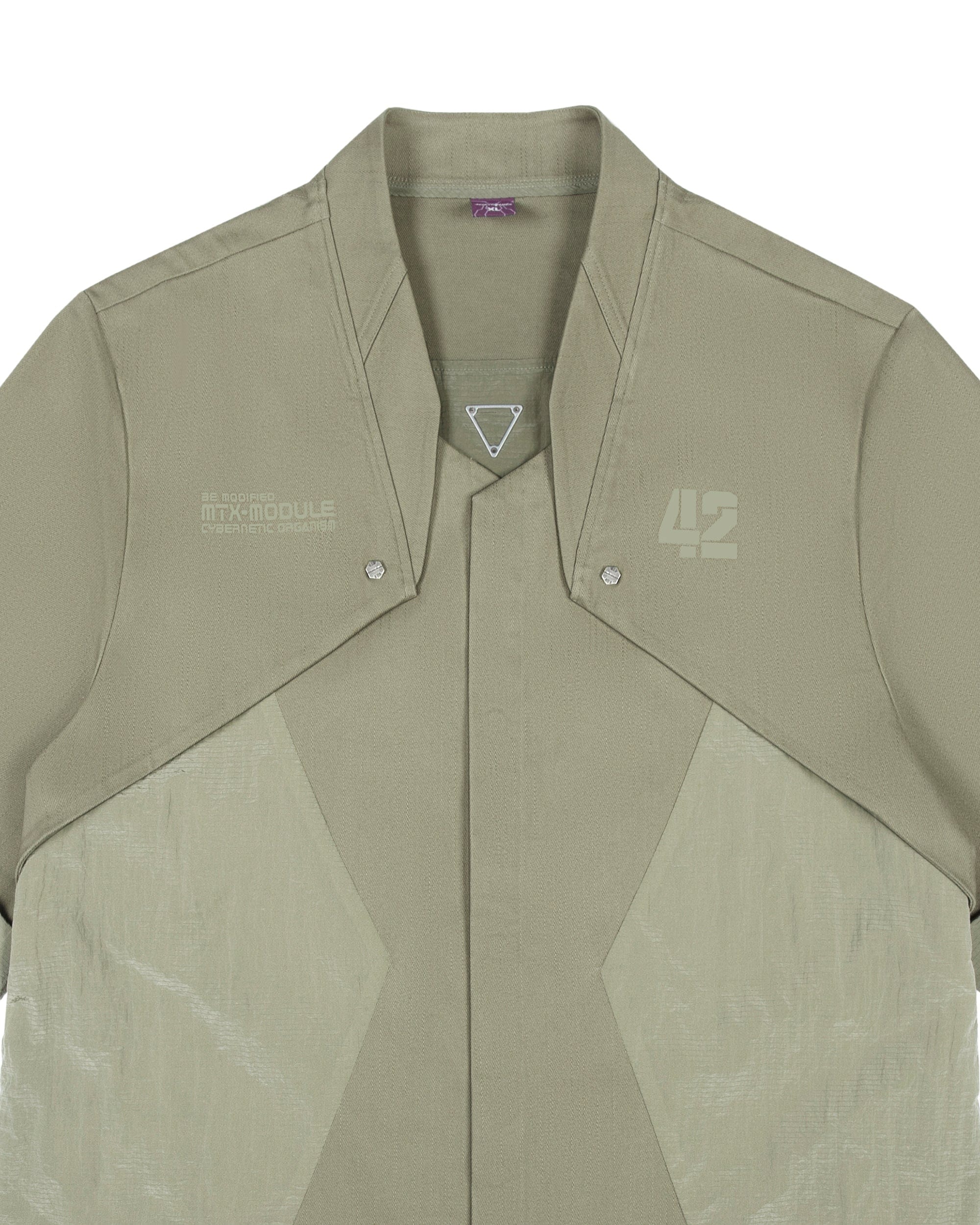 XIPHEVIL Terminal Layered Rivet Half Shirt Army Green