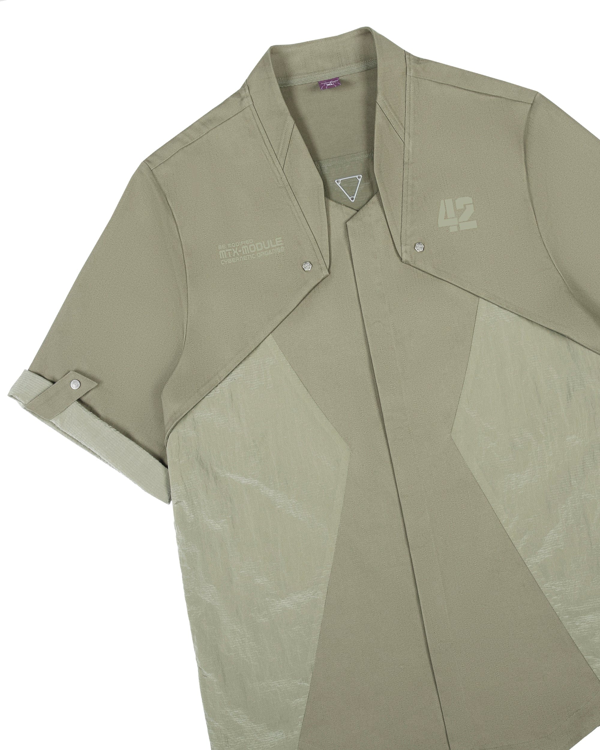 XIPHEVIL Terminal Layered Rivet Half Shirt Army Green