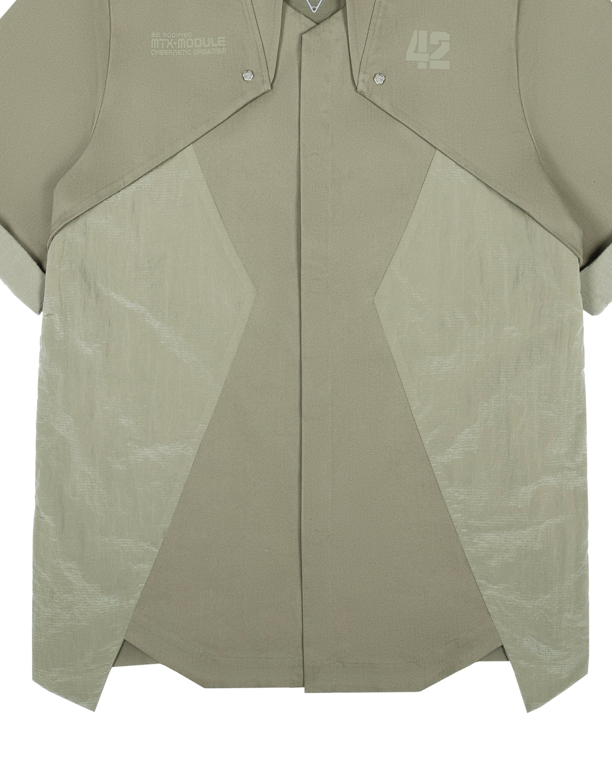 XIPHEVIL Terminal Layered Rivet Half Shirt Army Green