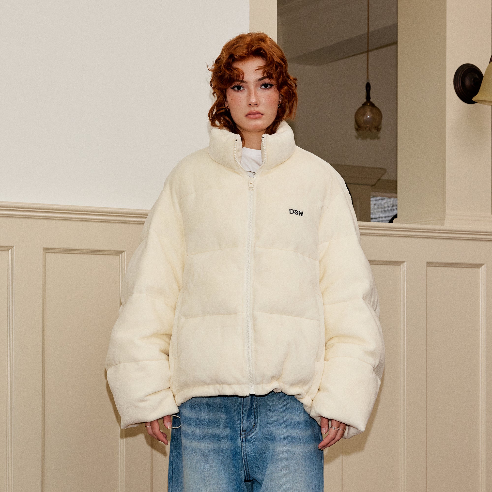 DONSMOKE Quilted Embroidered Slogan Jacket