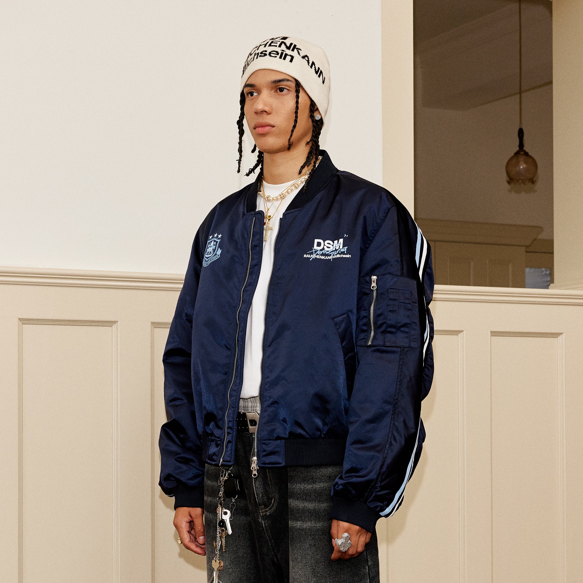 DONSMOKE Retro NO.88 Graphic Bomber Jacket
