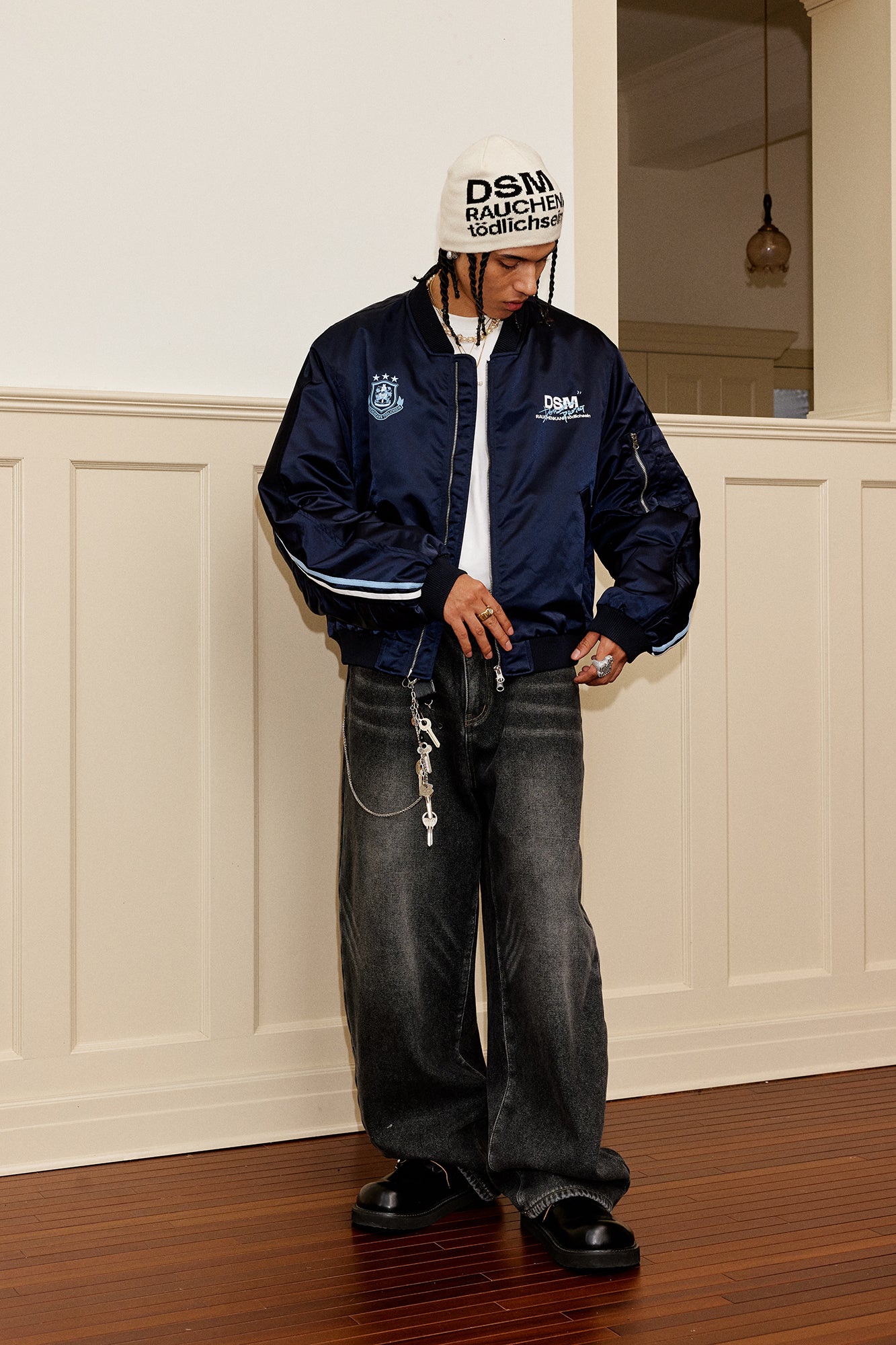 DONSMOKE Retro NO.88 Graphic Bomber Jacket
