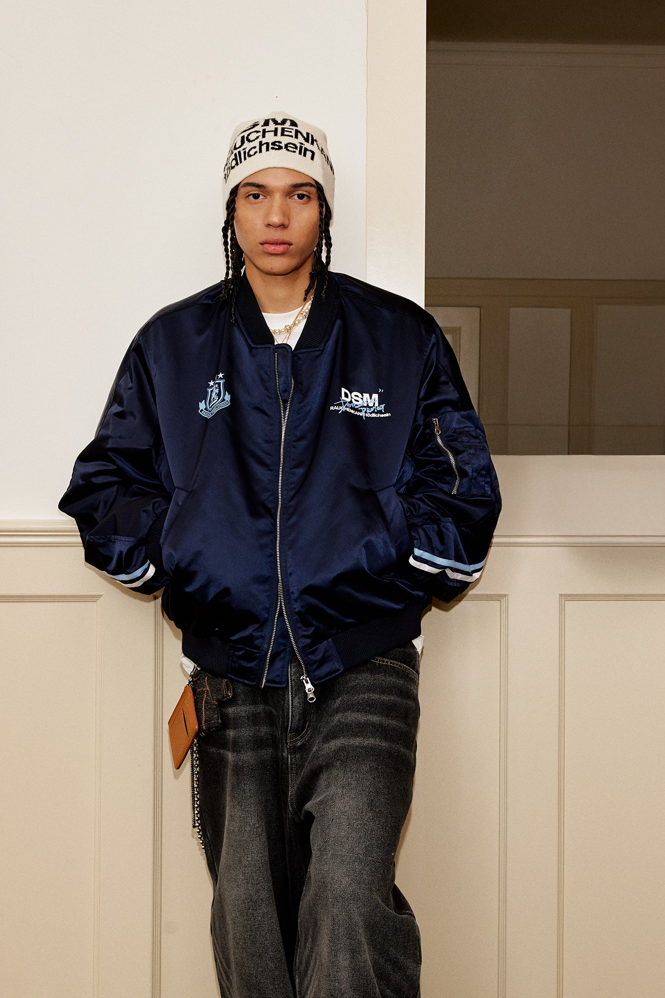 DONSMOKE Retro NO.88 Graphic Bomber Jacket
