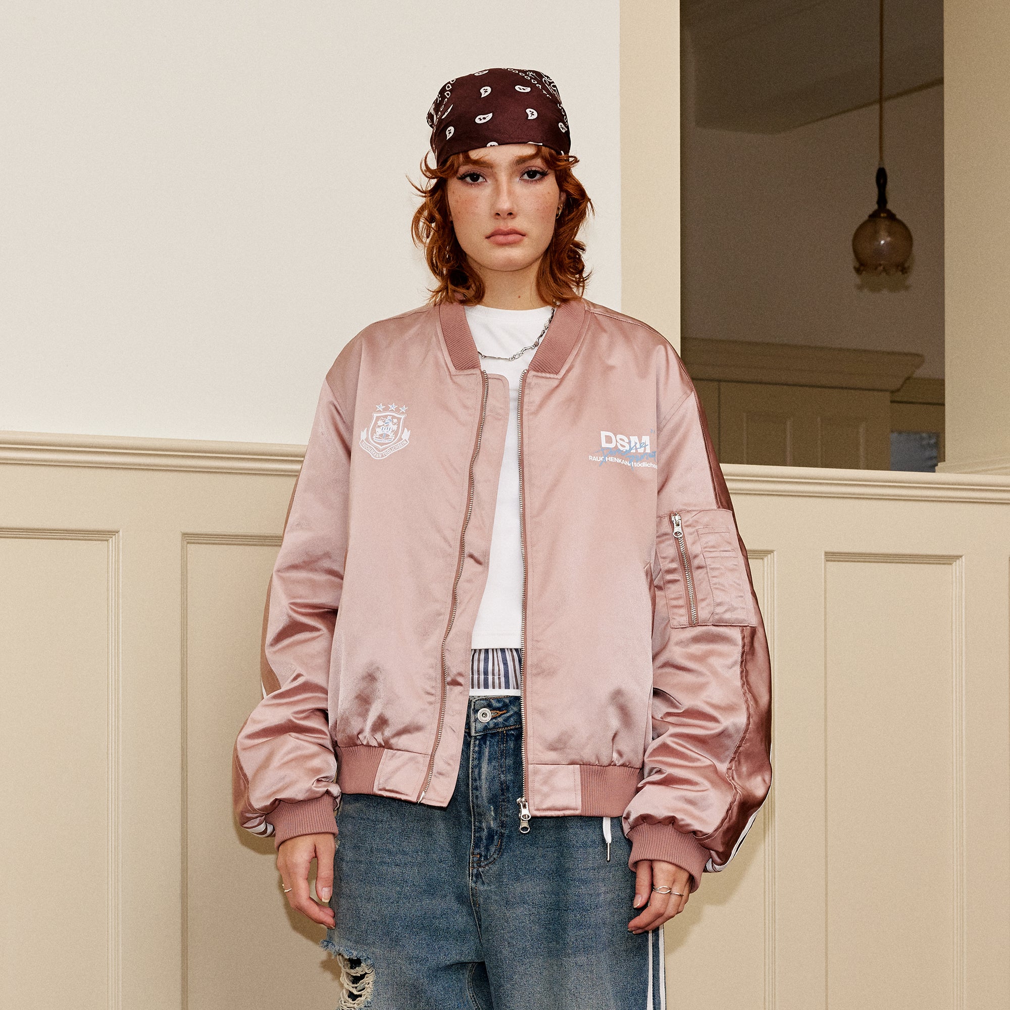 DONSMOKE Retro NO.88 Graphic Bomber Jacket