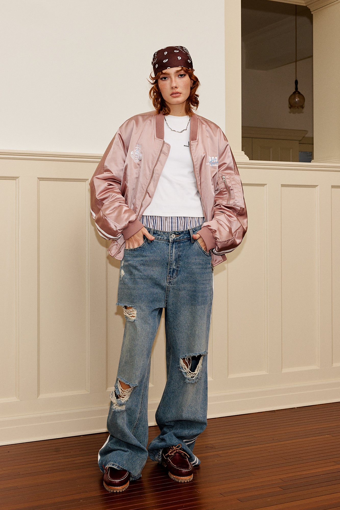 DONSMOKE Retro NO.88 Graphic Bomber Jacket