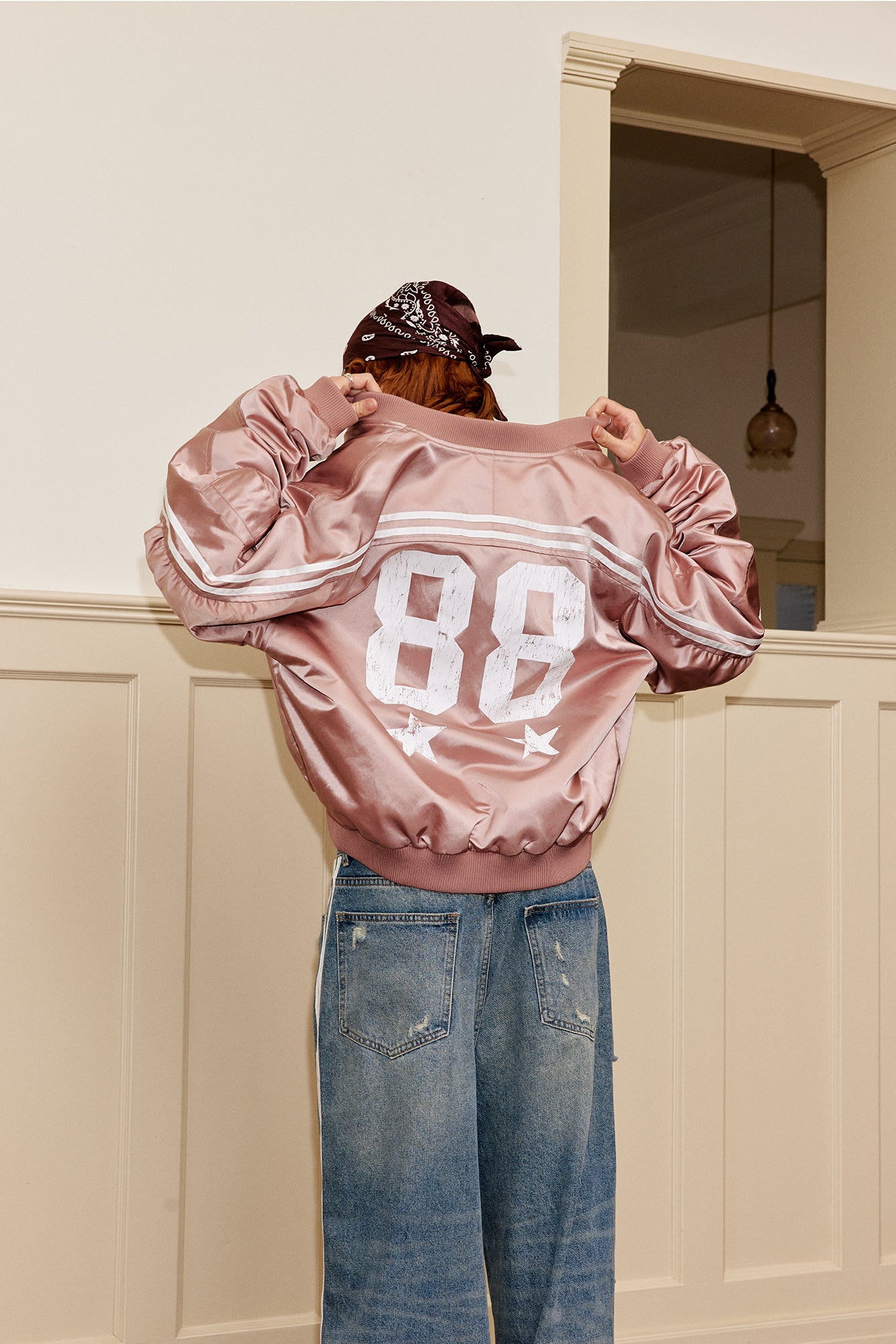 DONSMOKE Retro NO.88 Graphic Bomber Jacket
