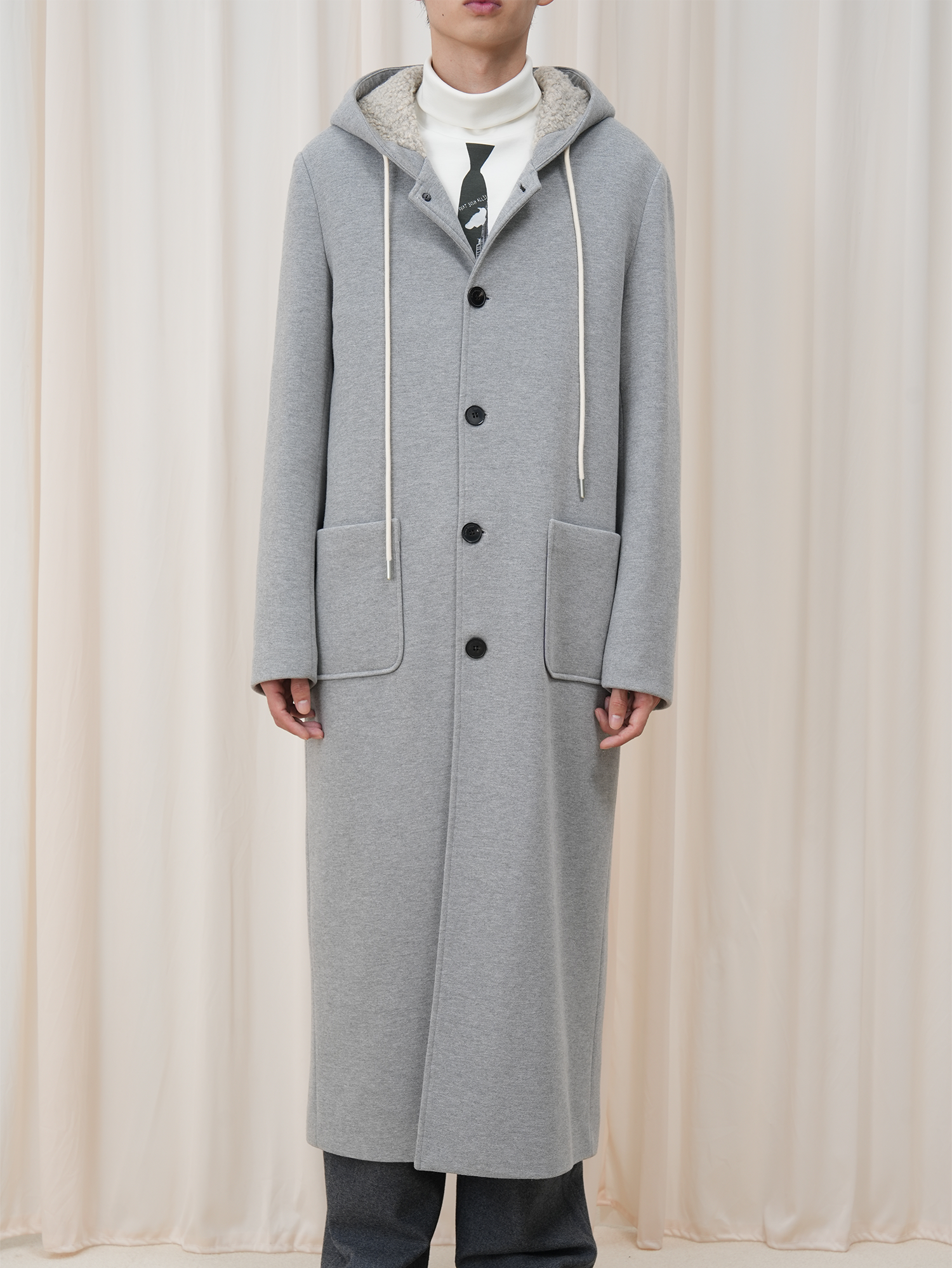 OUYANG WENJUN Sherpa-Lined Hooded Maxi Coat