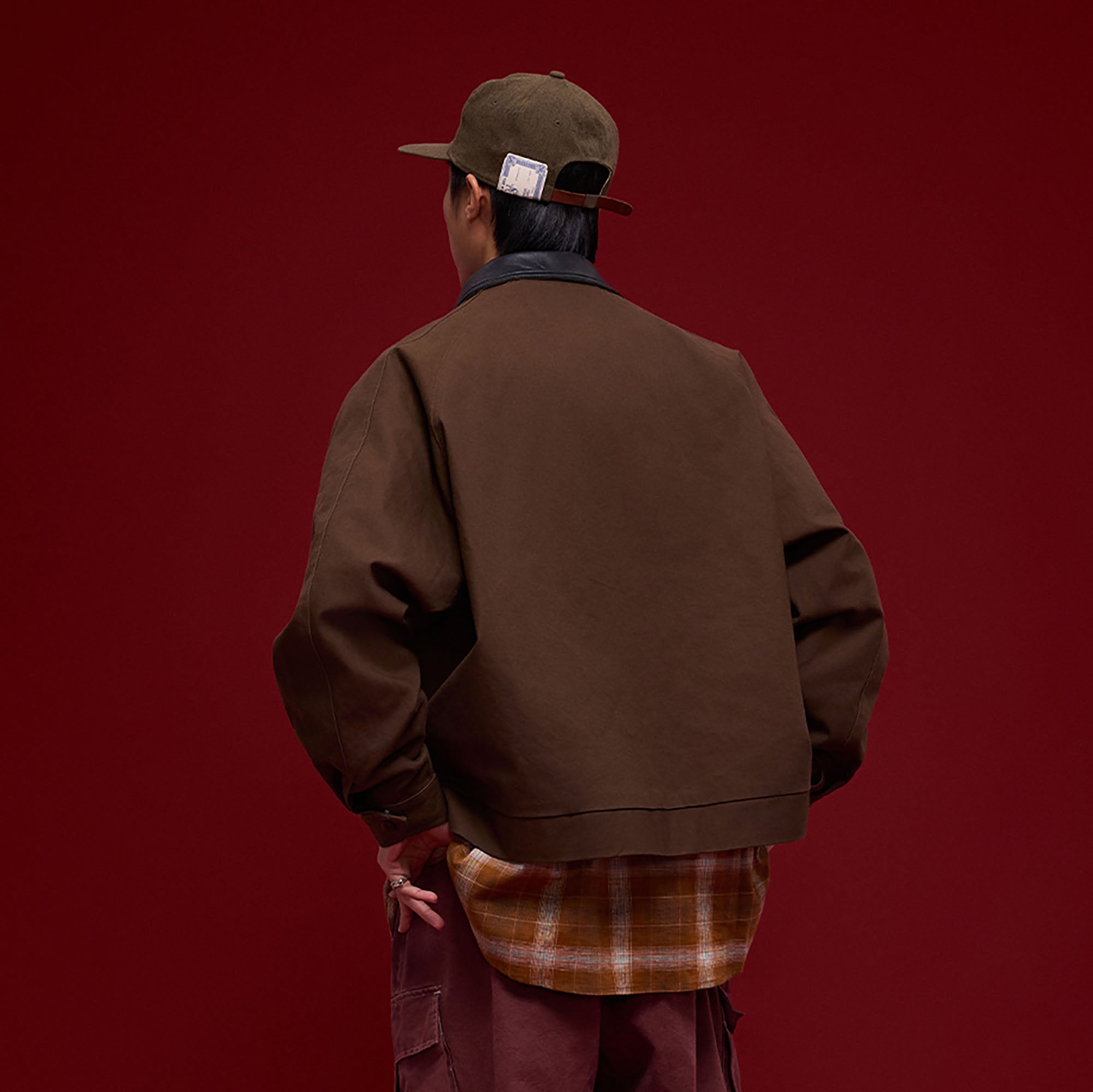 ジャケット・アウター POST OVERALLS BANANA COLLAR JACKET BROWN BANANA CLUB Faux Leather Collar Cotton Jacket