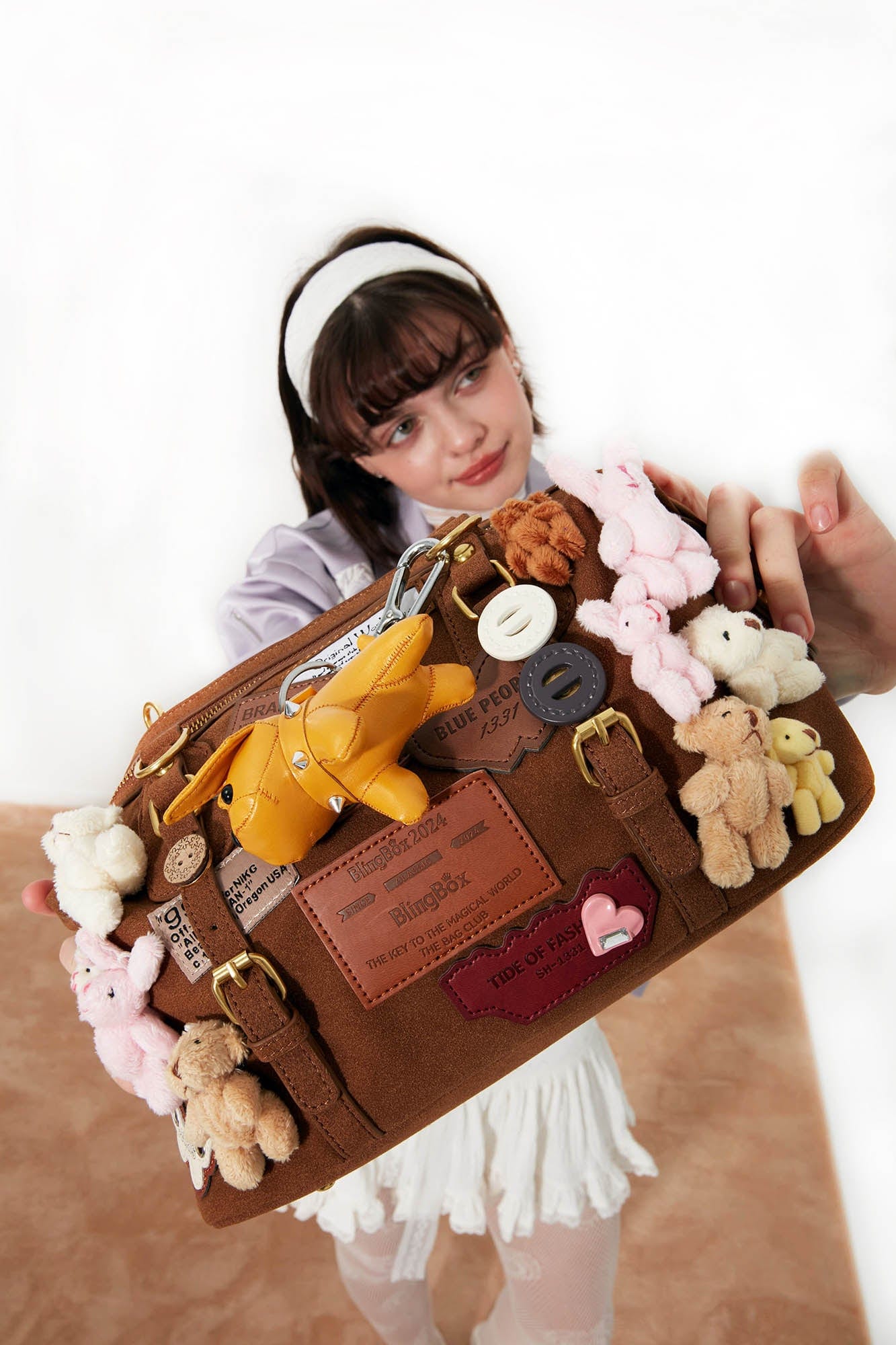 BLING BOX Plush Animal Charm Shoulder Bag