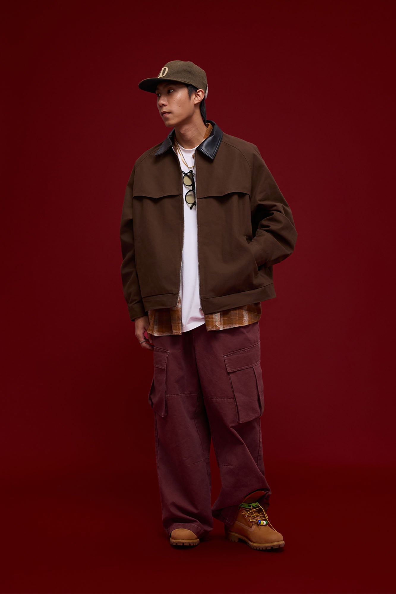 BANANA CLUB Faux Leather Collar Cotton Jacket