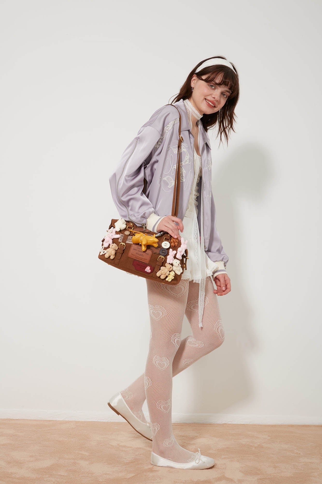 BLING BOX Plush Animal Charm Shoulder Bag