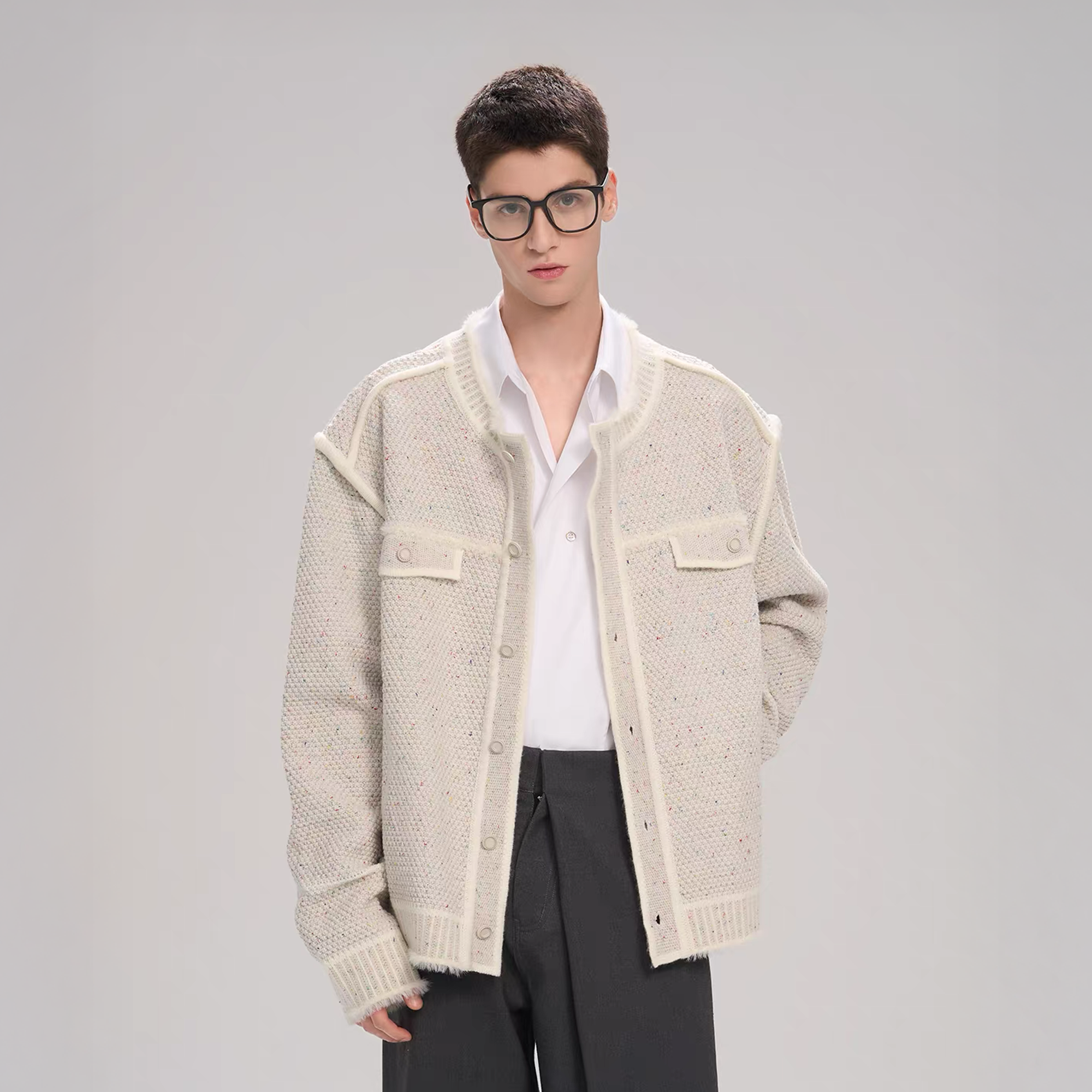 TIWILLTANG Contrast Stitch Knit Jacket