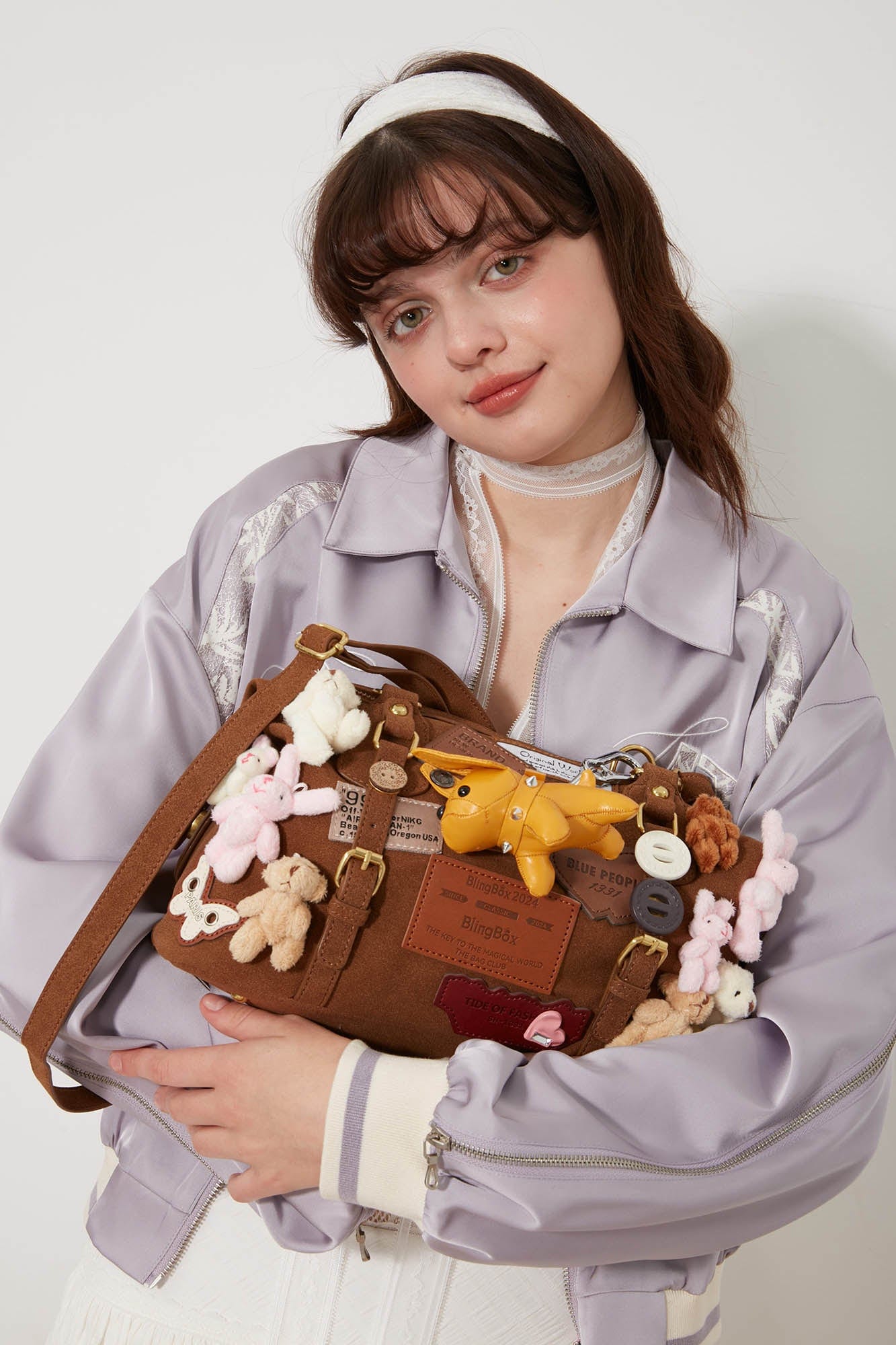 BLING BOX Plush Animal Charm Shoulder Bag