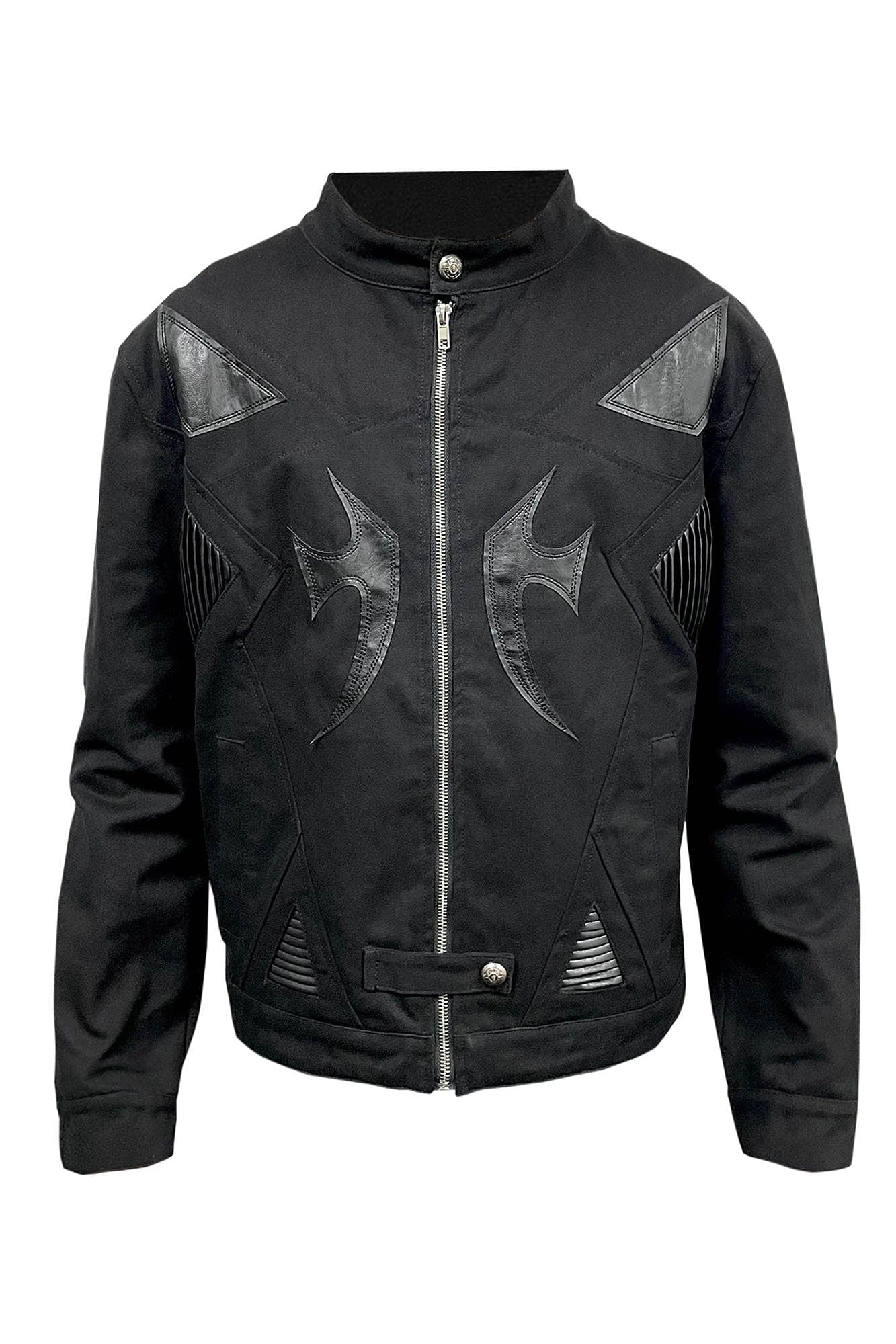 PHANTOMHUNTER Modern Canvas Paneled Biker Jacket, premium urban and streetwear designers apparel on PROJECTISR.com, PHANTOMHUNTER