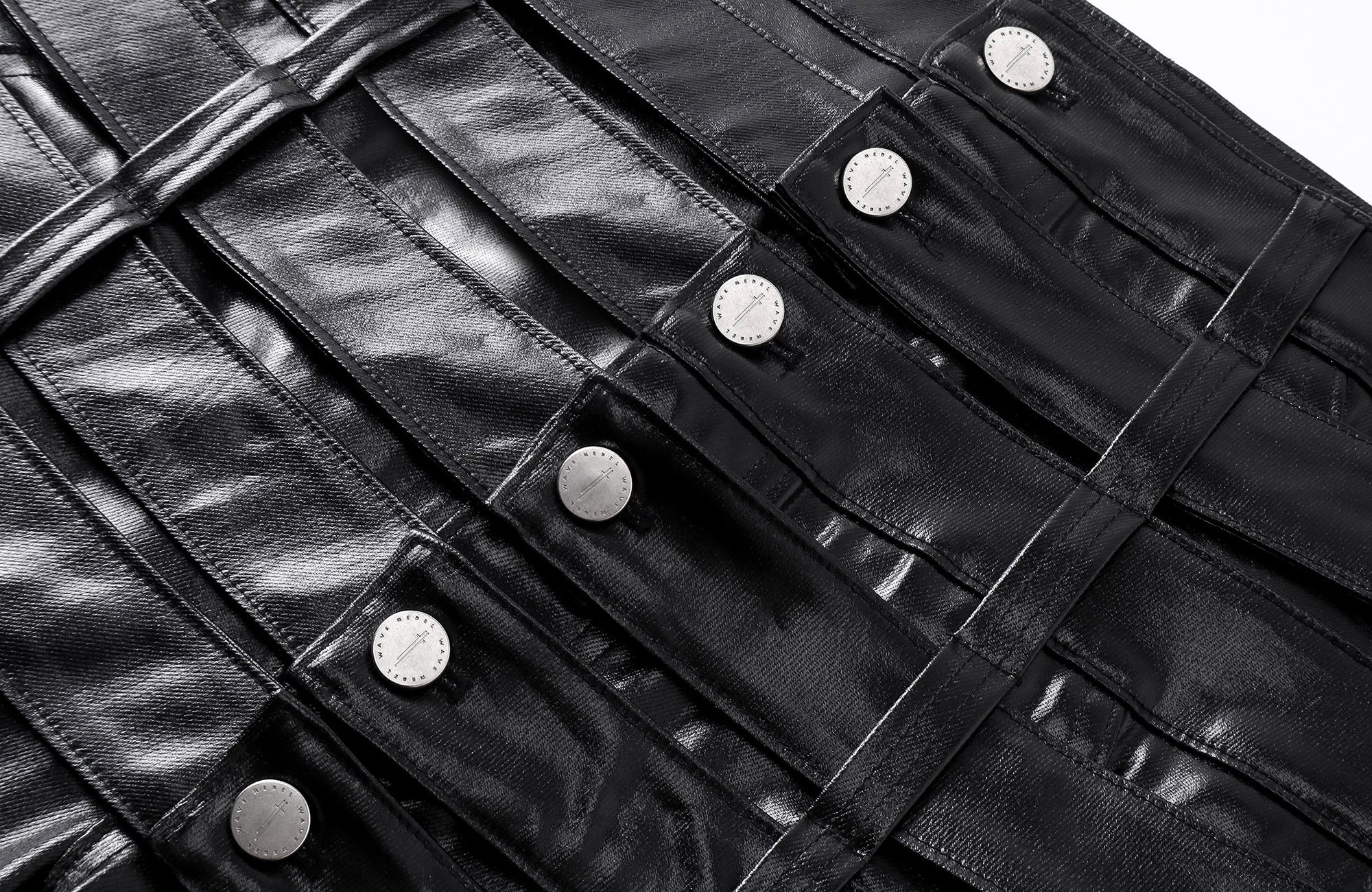REBEL WAVE Multi-Waist Faux Leather Curved Pants
