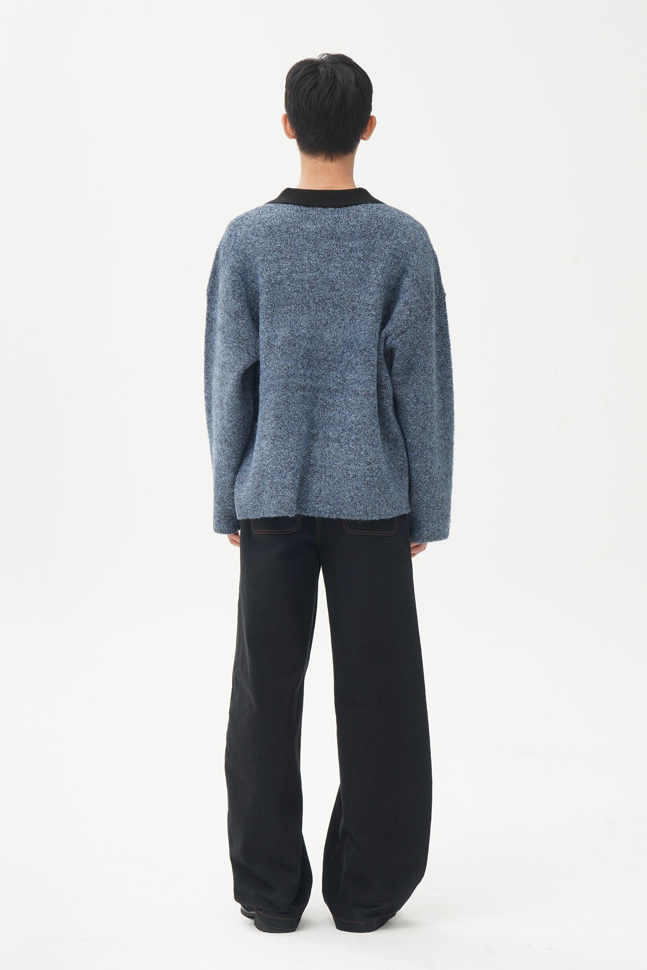 ORAL UTOPIA Lace-Up Polo Collar Knit Pullover