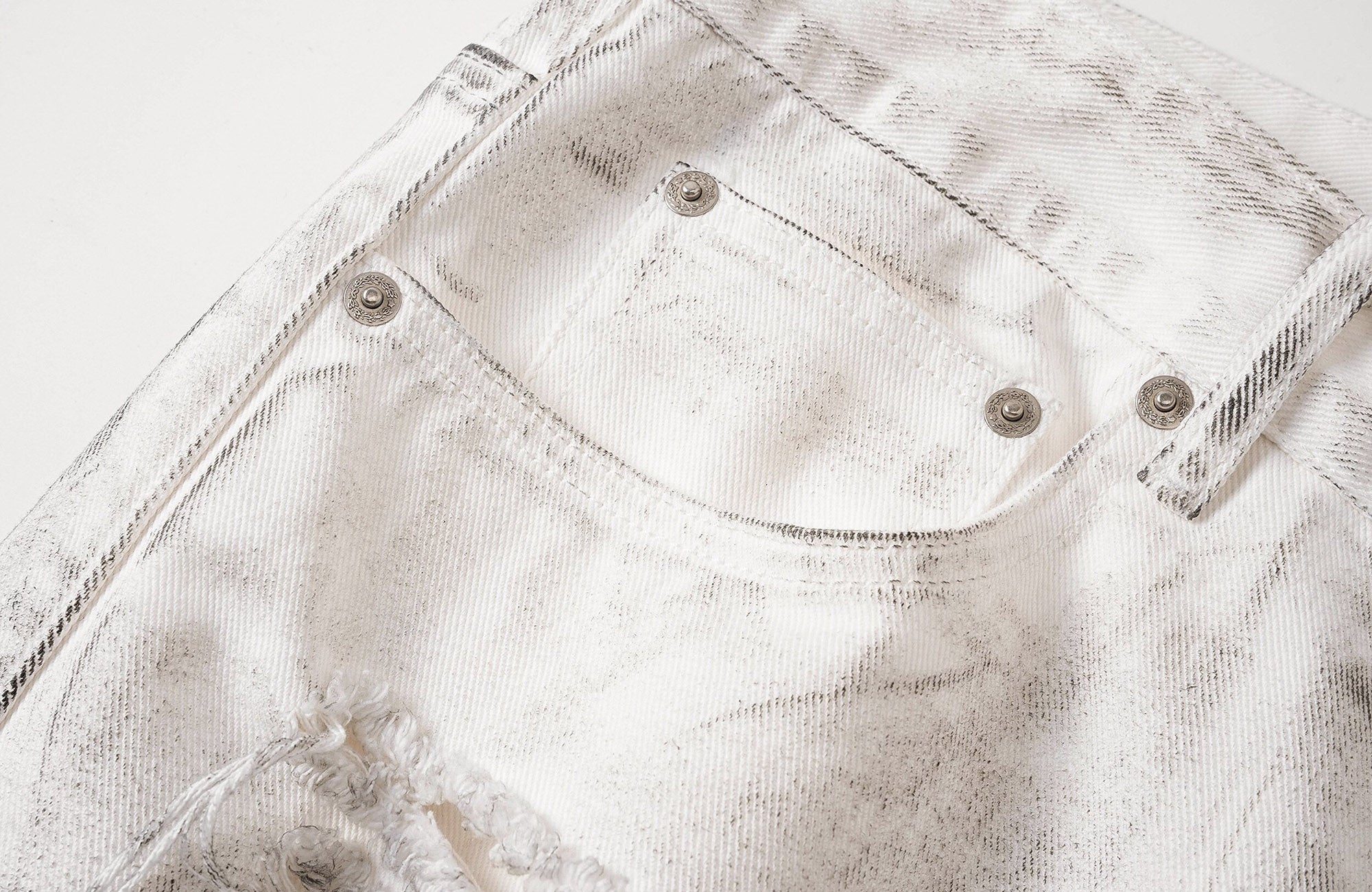 REBEL WAVE Distressed Raw Edge Denim Shorts