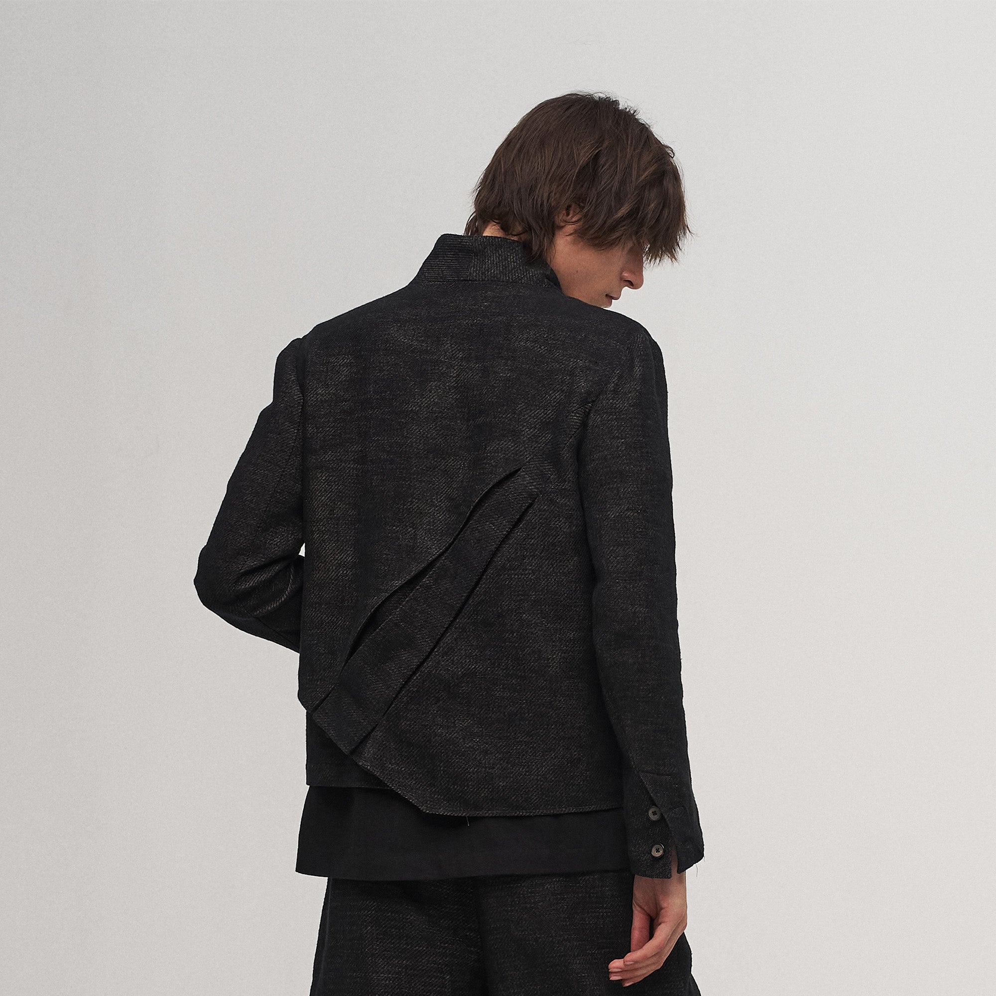 ILNya Nieternite Nifutur Double-Layer Weave Linen Jacket Black, premium urban and streetwear designers apparel on PROJECTISR.com, ILNya Nieternite Nifutur