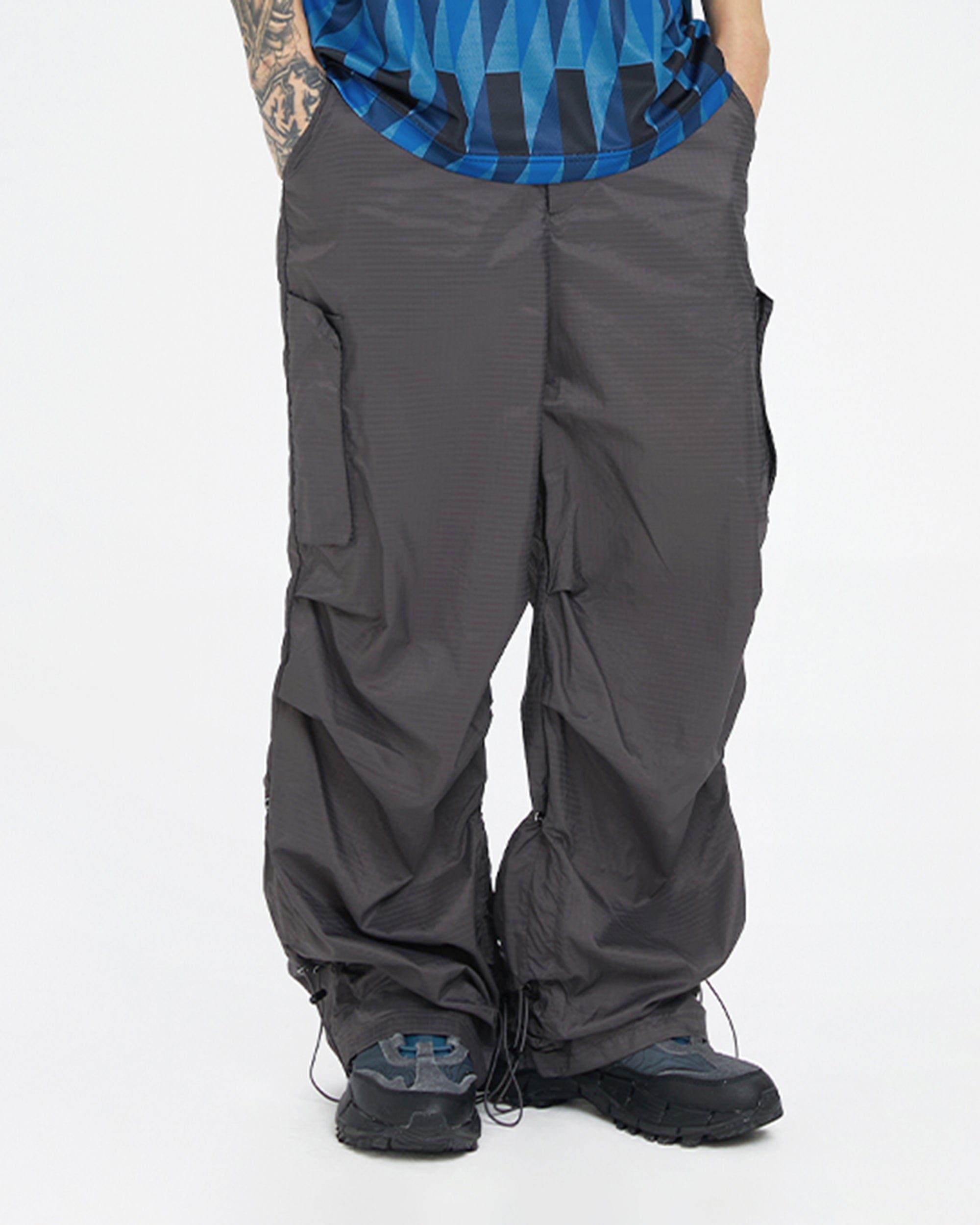 F2CE Multi-Pocket Crinkled Parachute Pants