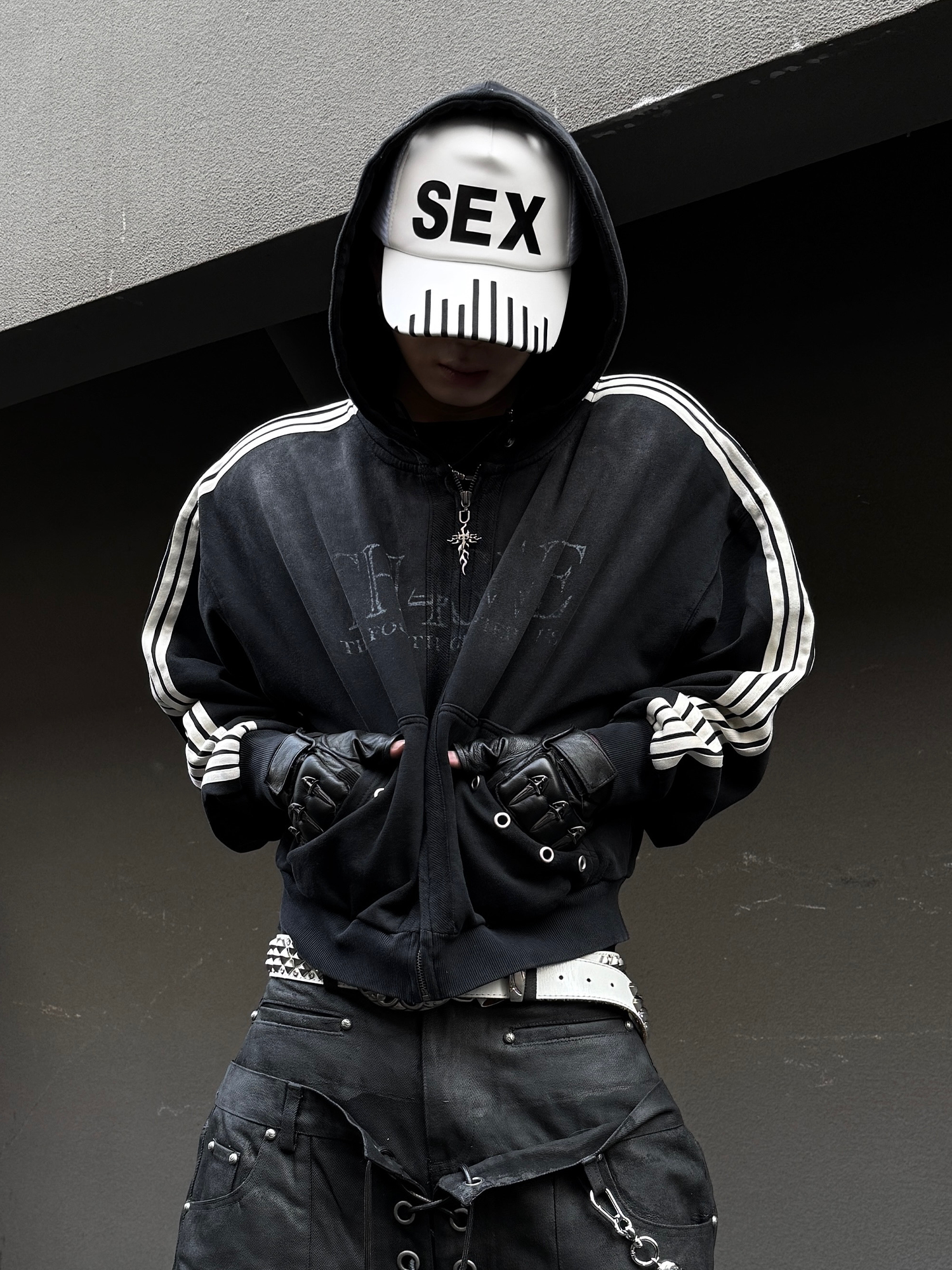 TH4SWE Washed Striped Hooded Jacket