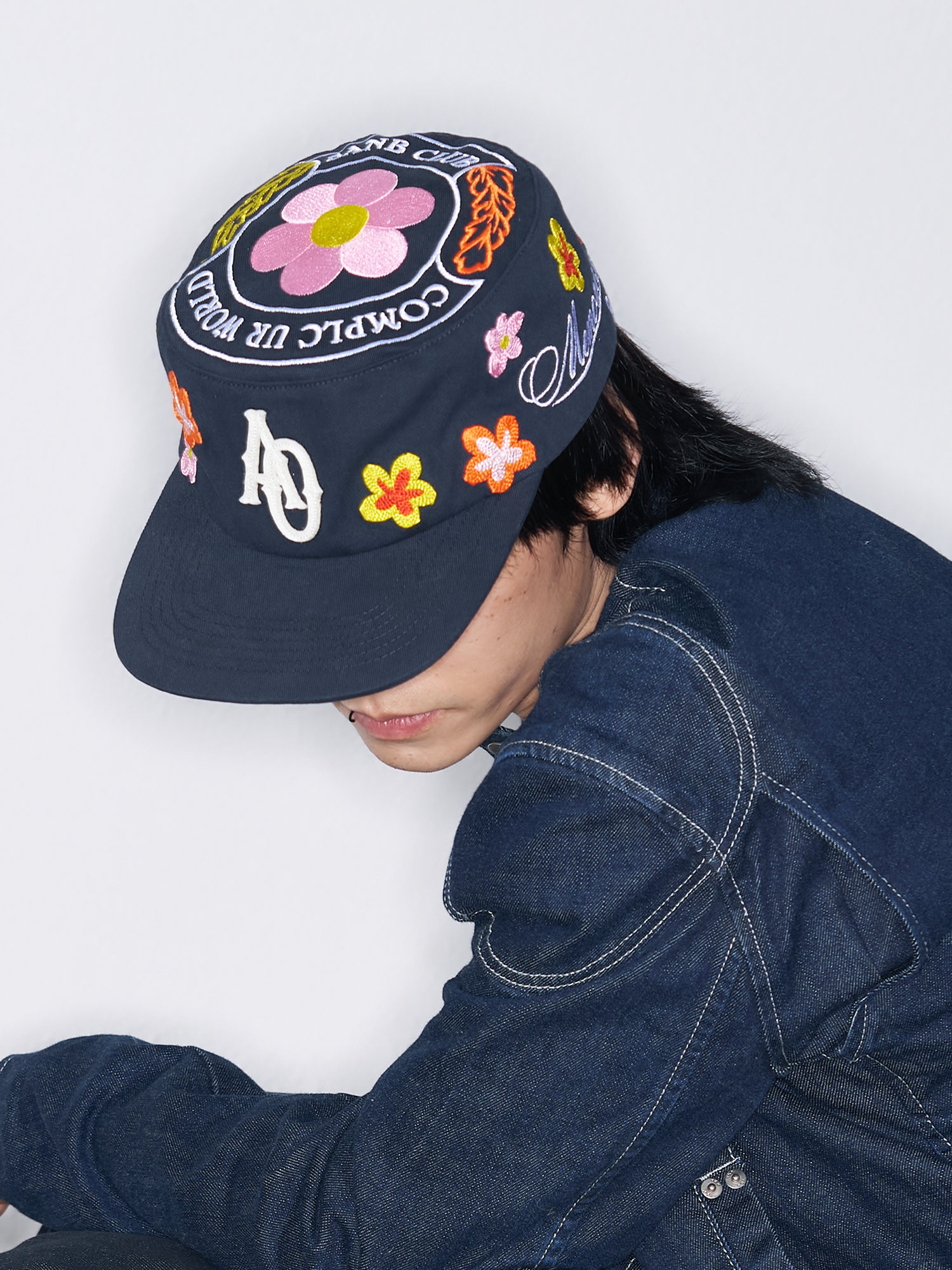 SANB Floral Embroidered Pillbox Cap