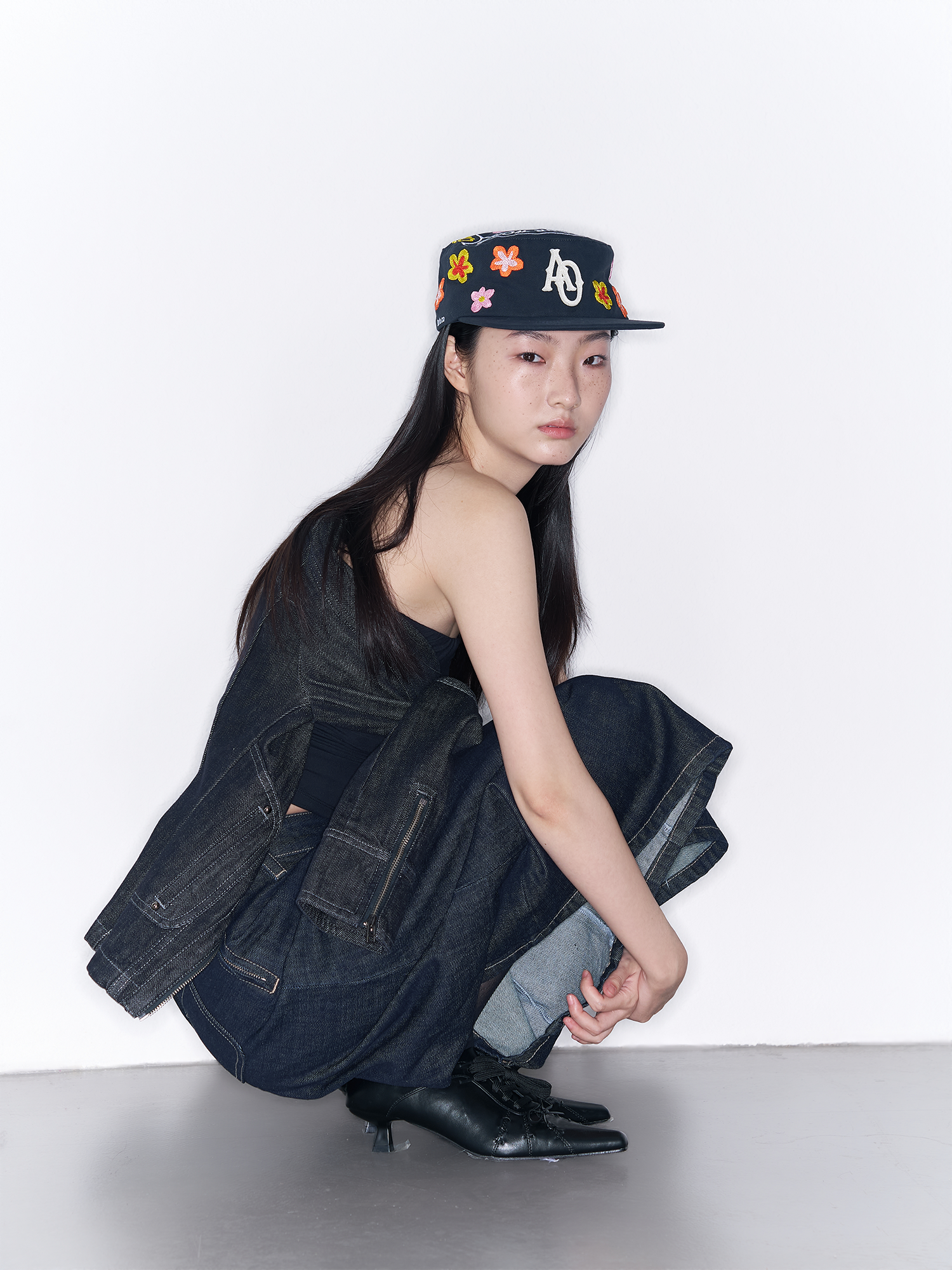 SANB Floral Embroidered Pillbox Cap