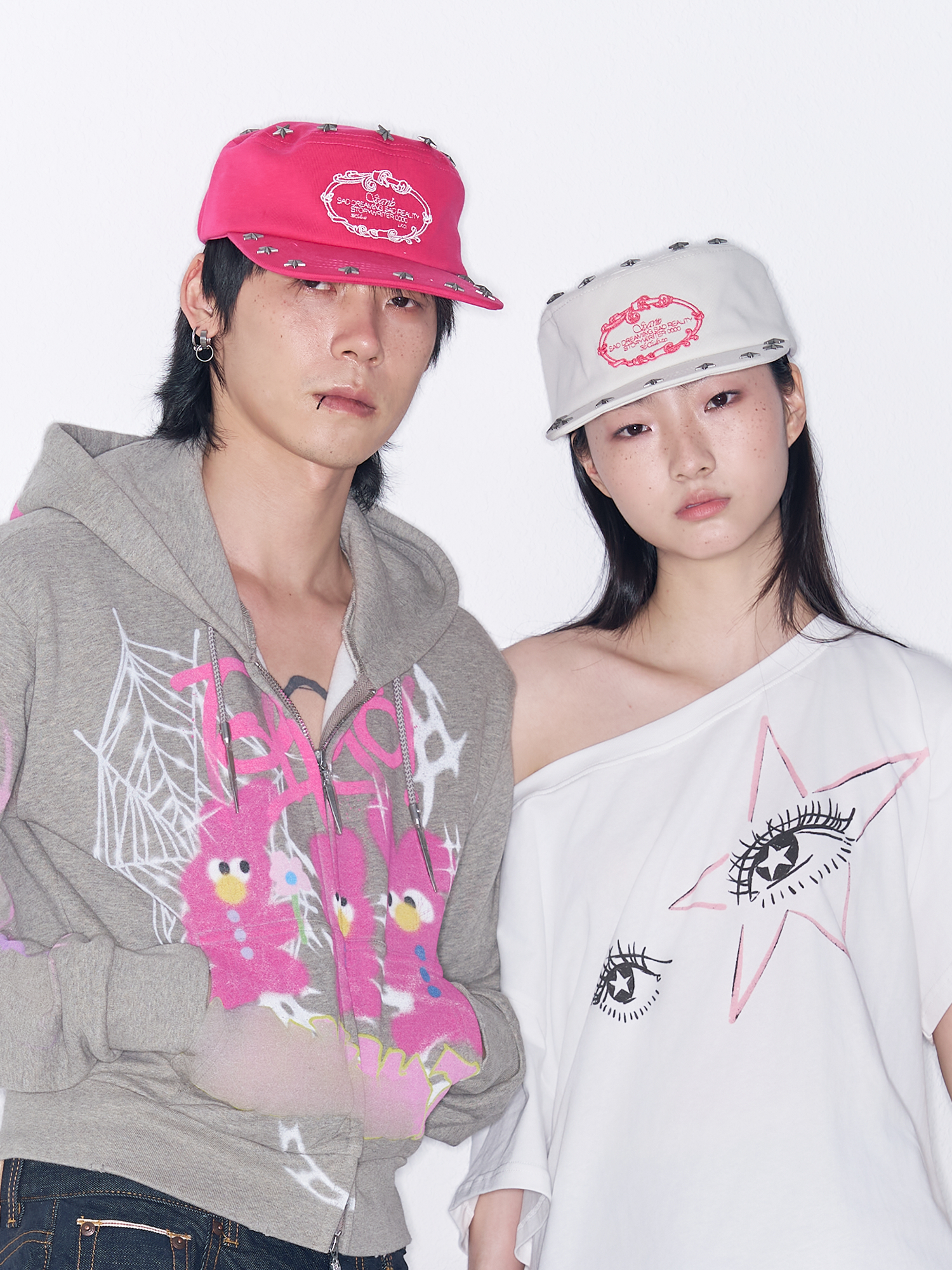 SANB Star-Studded Embroidered Pillbox Cap