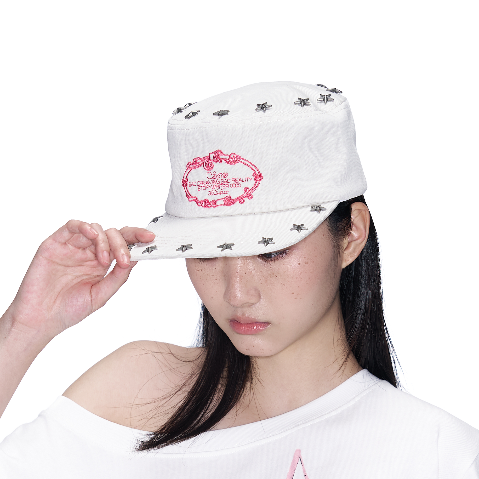 SANB Star-Studded Embroidered Pillbox Cap