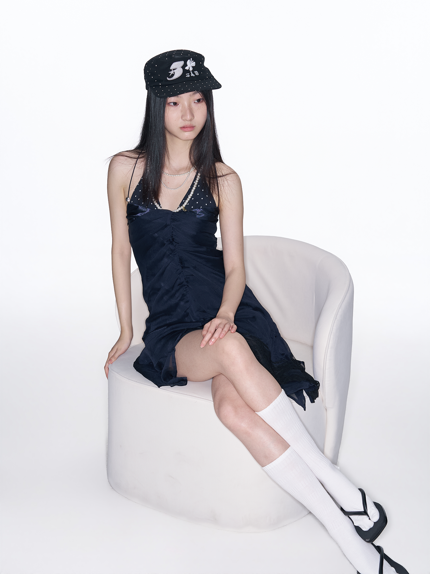 SANB Polka Dot Embroidered Pillbox Hat