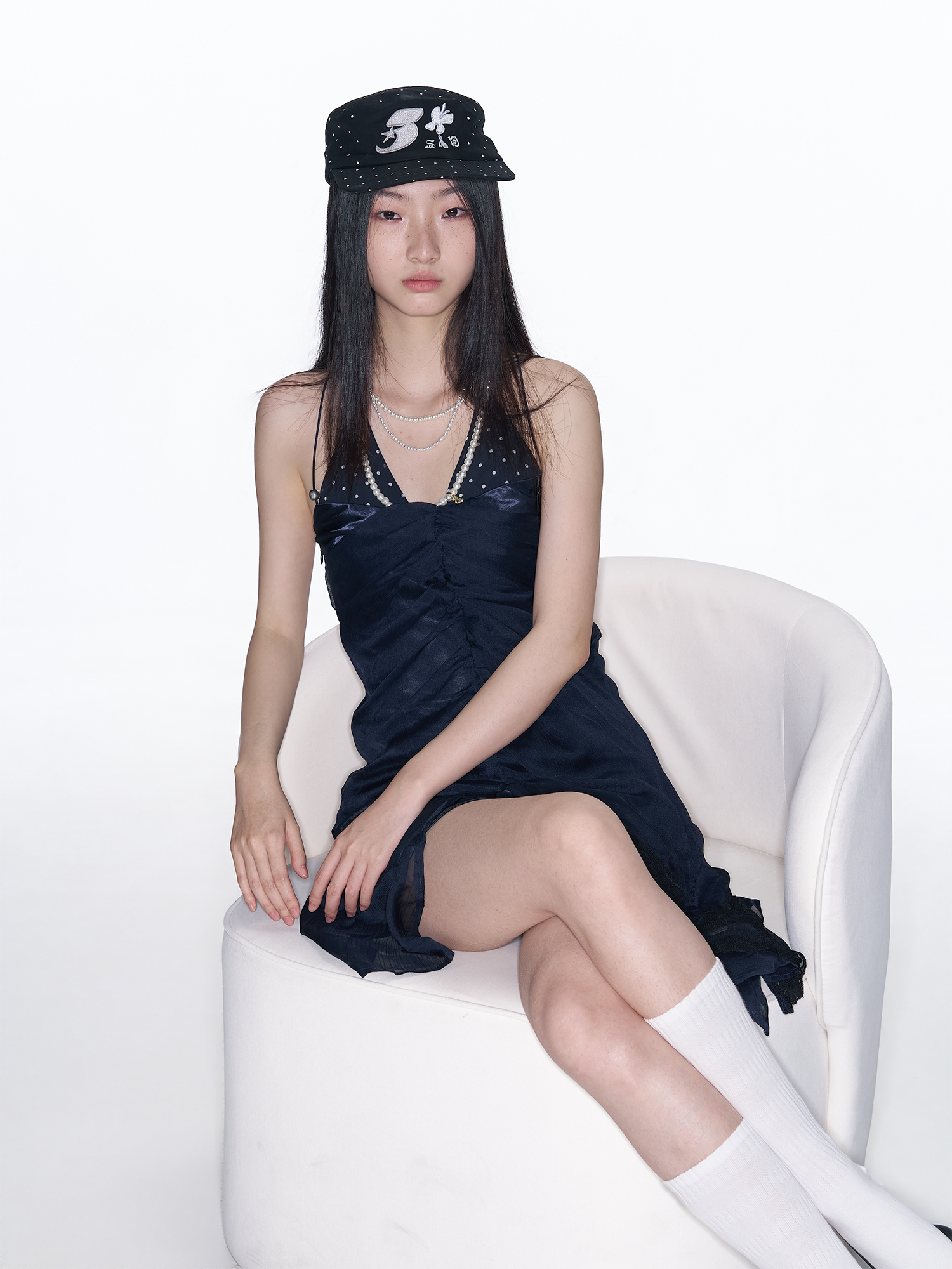SANB Polka Dot Embroidered Pillbox Hat