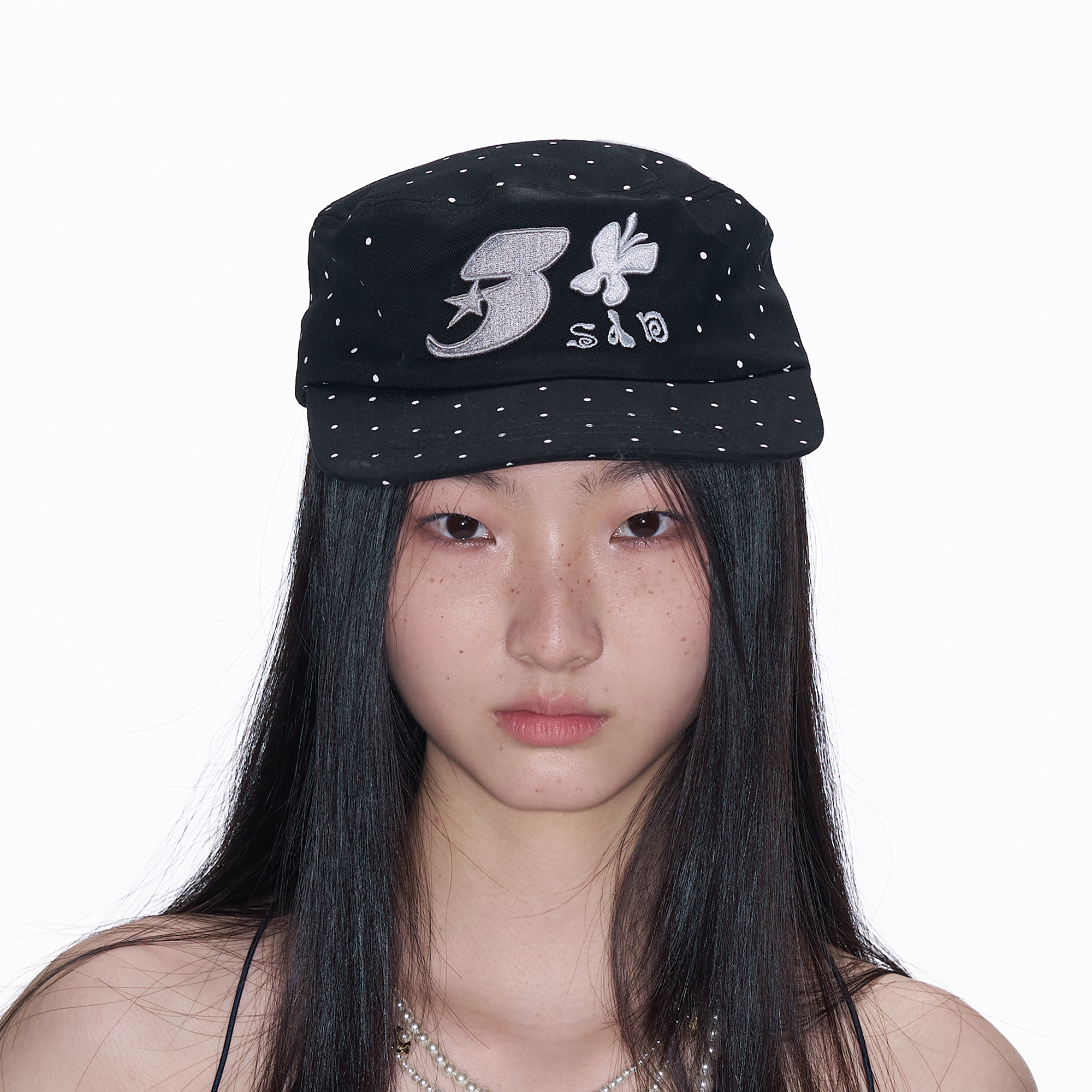 SANB Polka Dot Embroidered Pillbox Hat