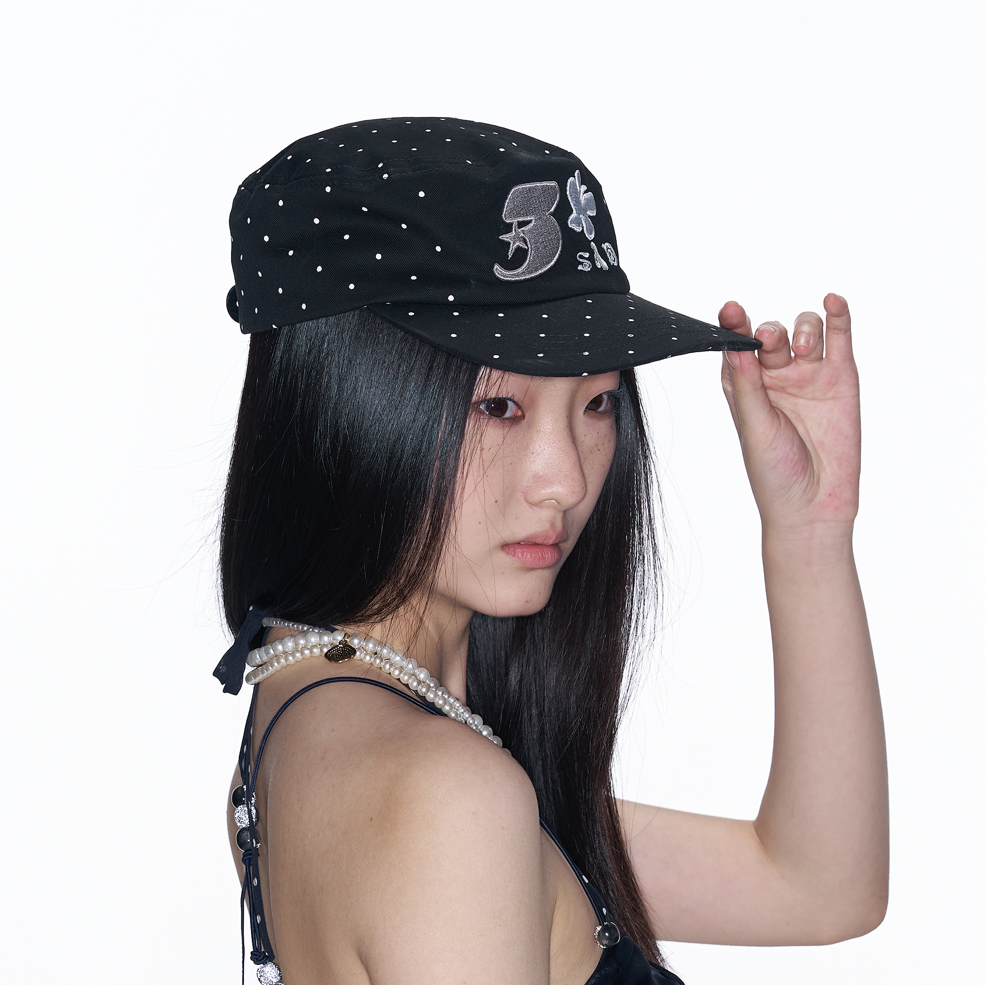 SANB Polka Dot Embroidered Pillbox Hat