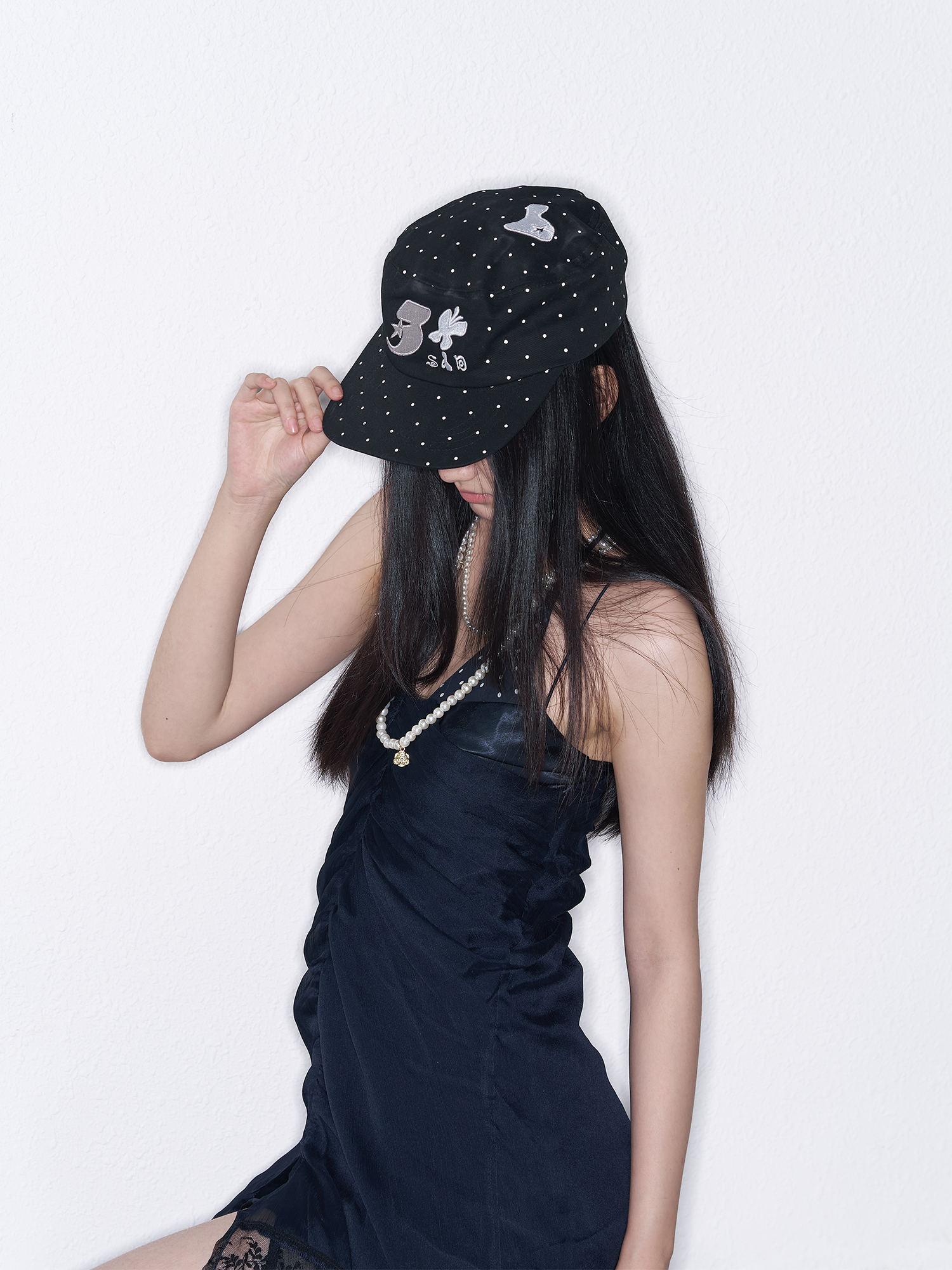 SANB Polka Dot Embroidered Pillbox Hat