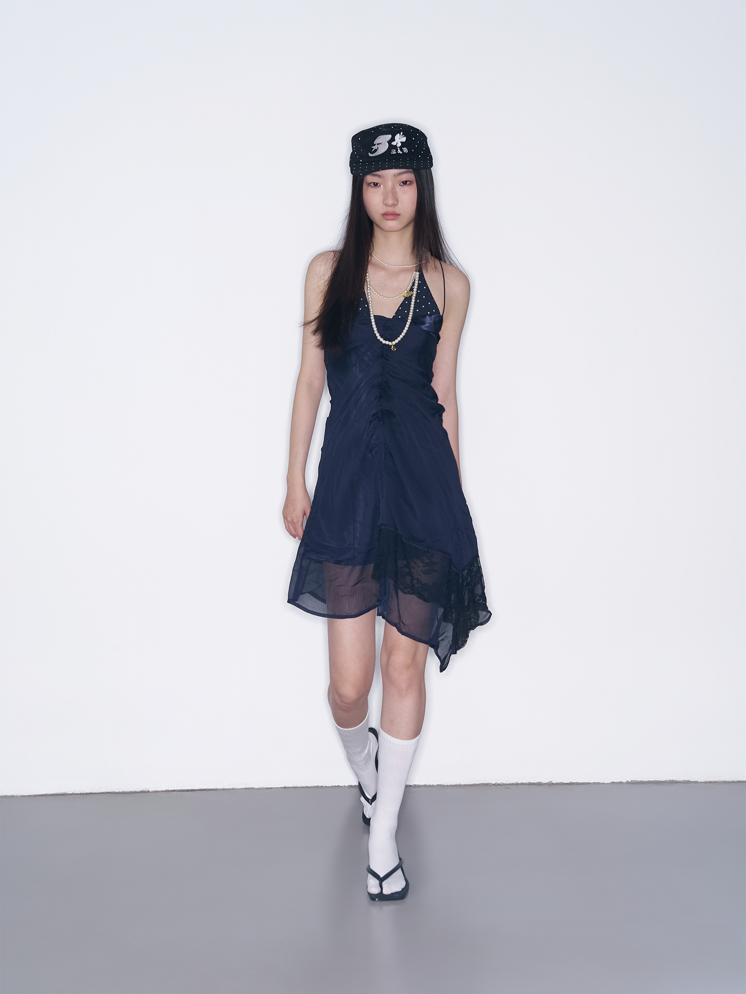 SANB Polka Dot Embroidered Pillbox Hat