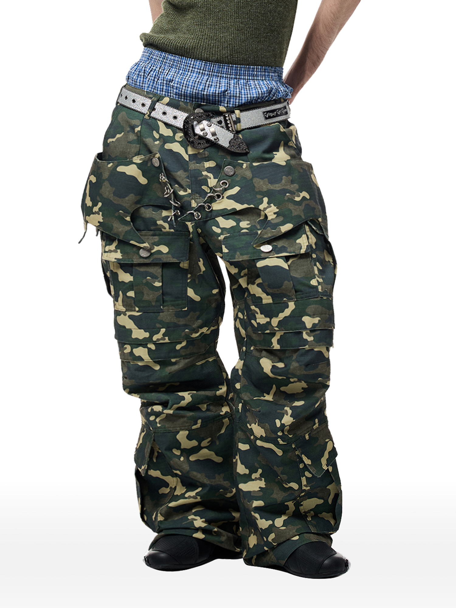 CYCYCY Camo Wide-Leg Cargo Pants