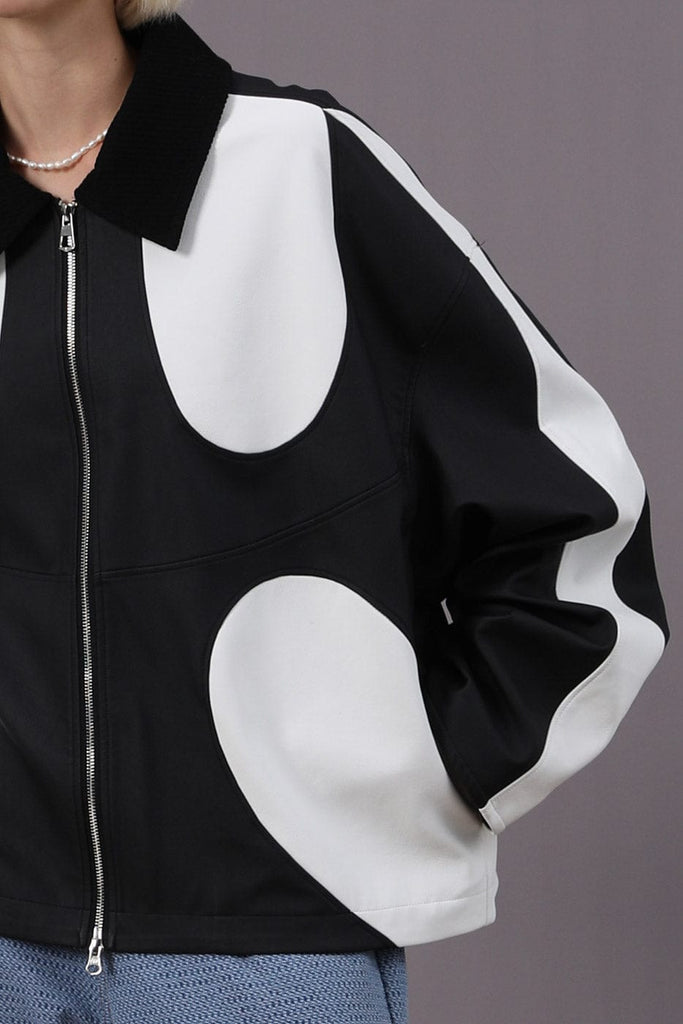 MIICHOUS Spliced Contrasted Color Faux Leather Jacket, premium urban and streetwear designers apparel on PROJECTISR.com, Miichous