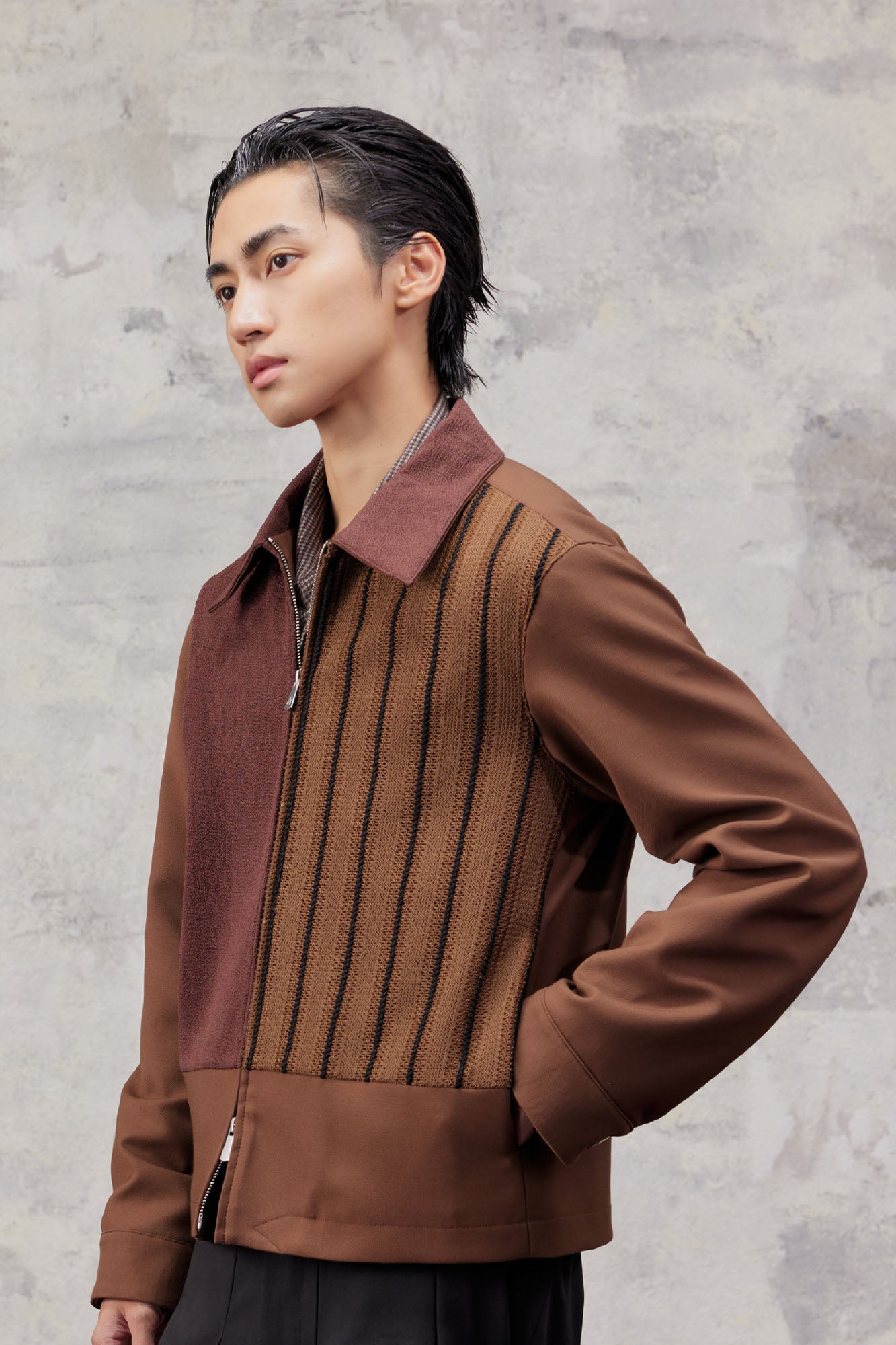 ALVNG AR ANTS Contrast Paneled Knit Jacket, premium urban and streetwear designers apparel on PROJECTISR.com, ALVNG AR ANTS