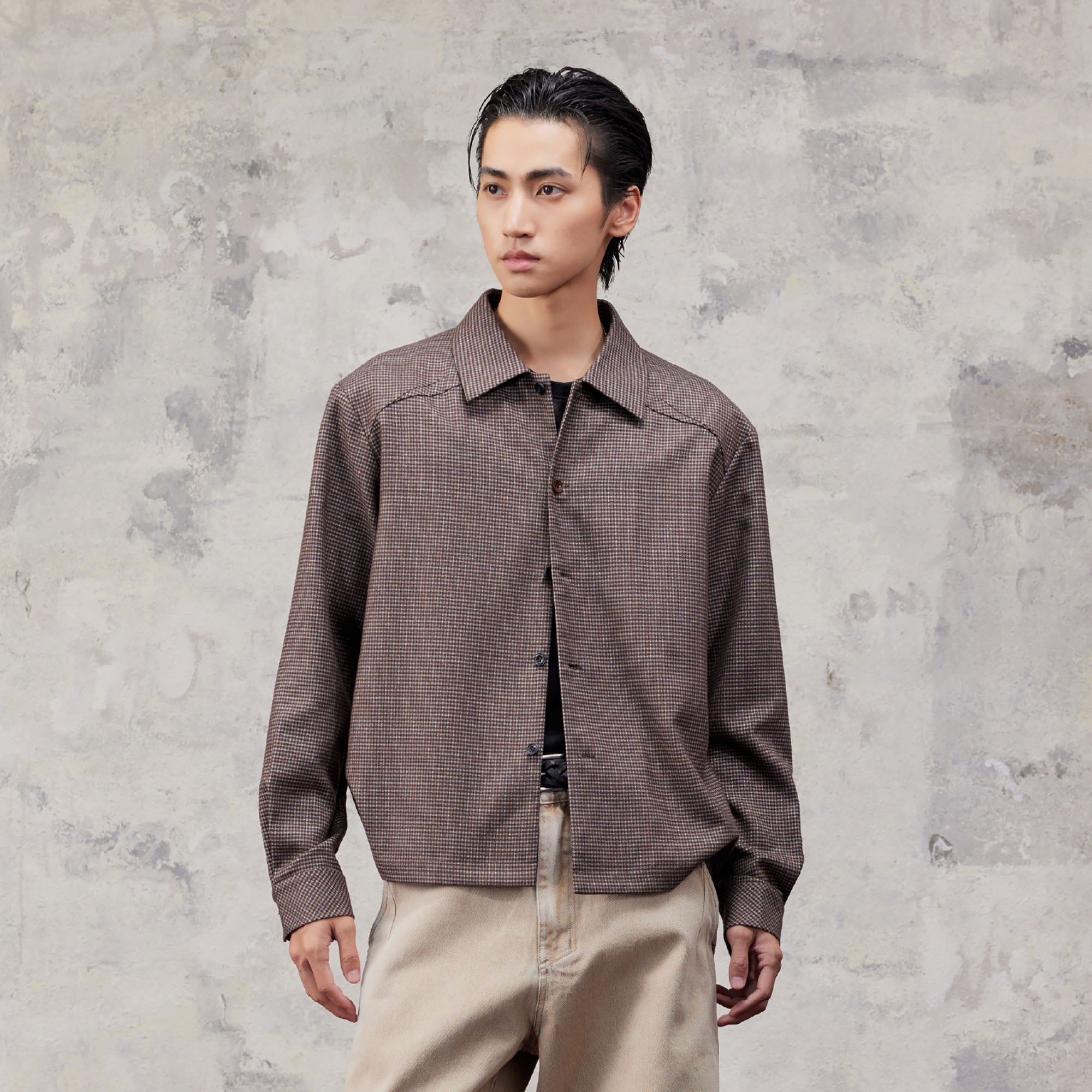 ALVNG AR ANTS Micro Houndstooth Wrinkle-Resistant Shirt, premium urban and streetwear designers apparel on PROJECTISR.com, ALVNG AR ANTS
