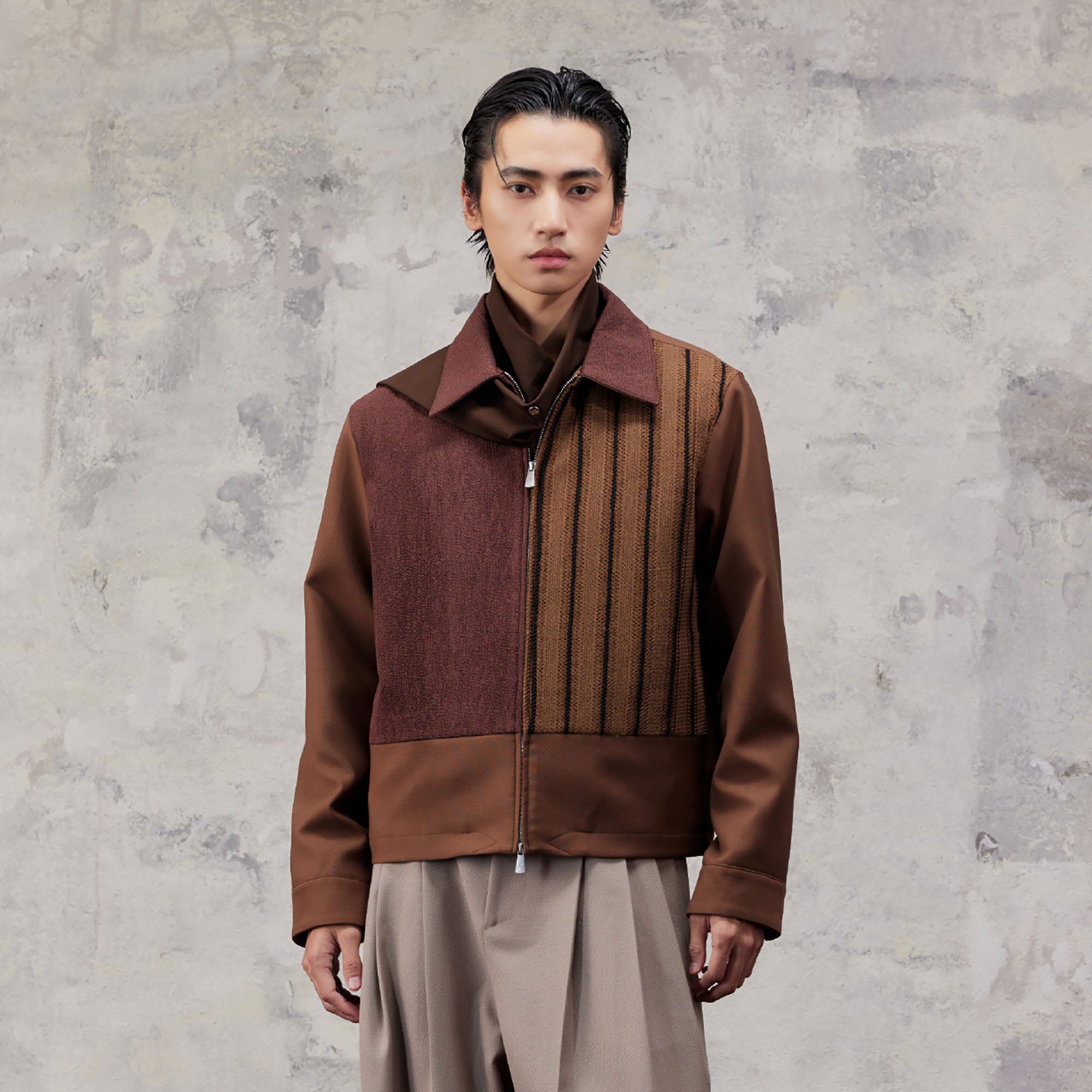 ALVNG AR ANTS Contrast Paneled Knit Jacket, premium urban and streetwear designers apparel on PROJECTISR.com, ALVNG AR ANTS