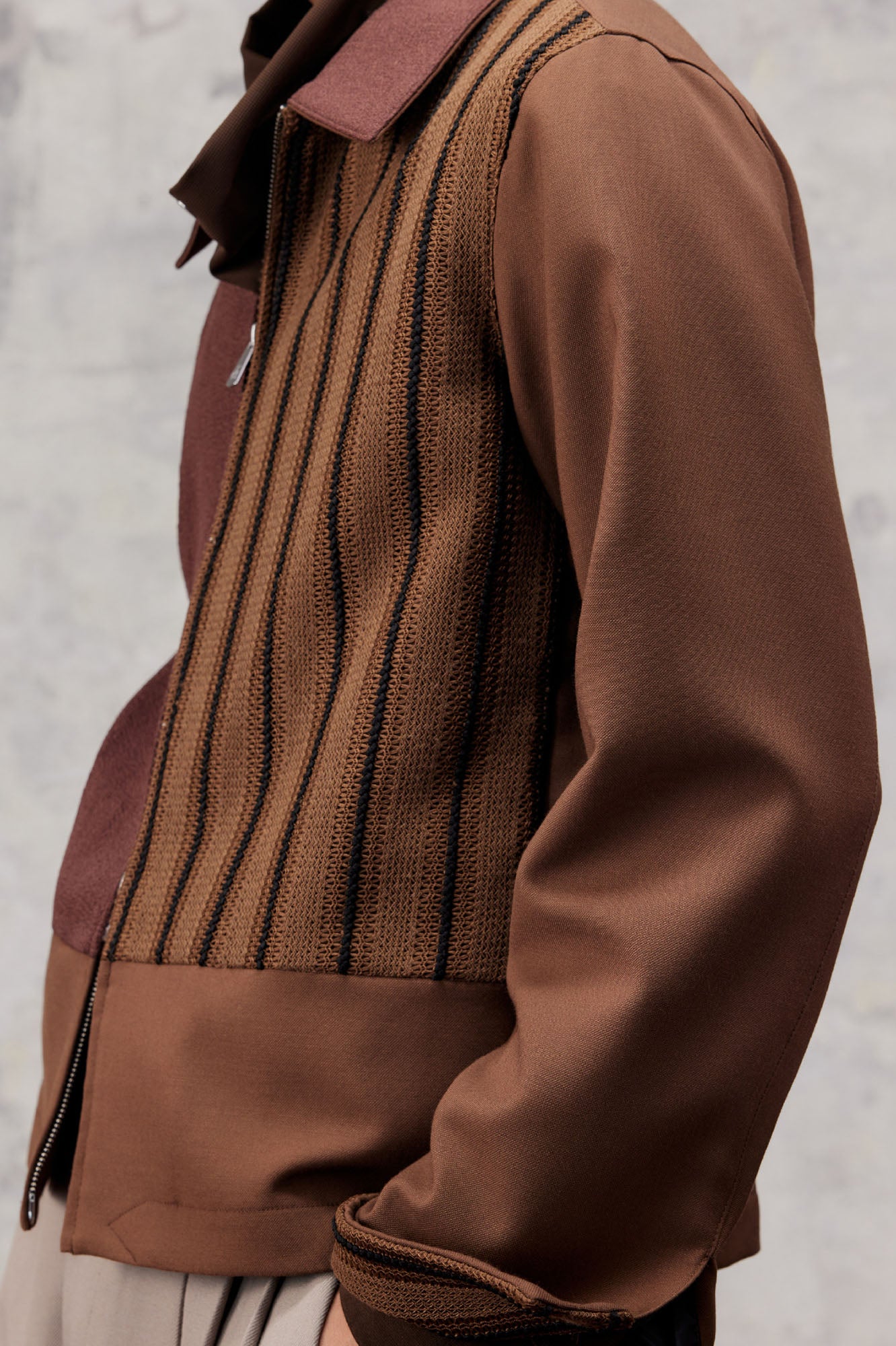 ALVNG AR ANTS Contrast Paneled Knit Jacket, premium urban and streetwear designers apparel on PROJECTISR.com, ALVNG AR ANTS