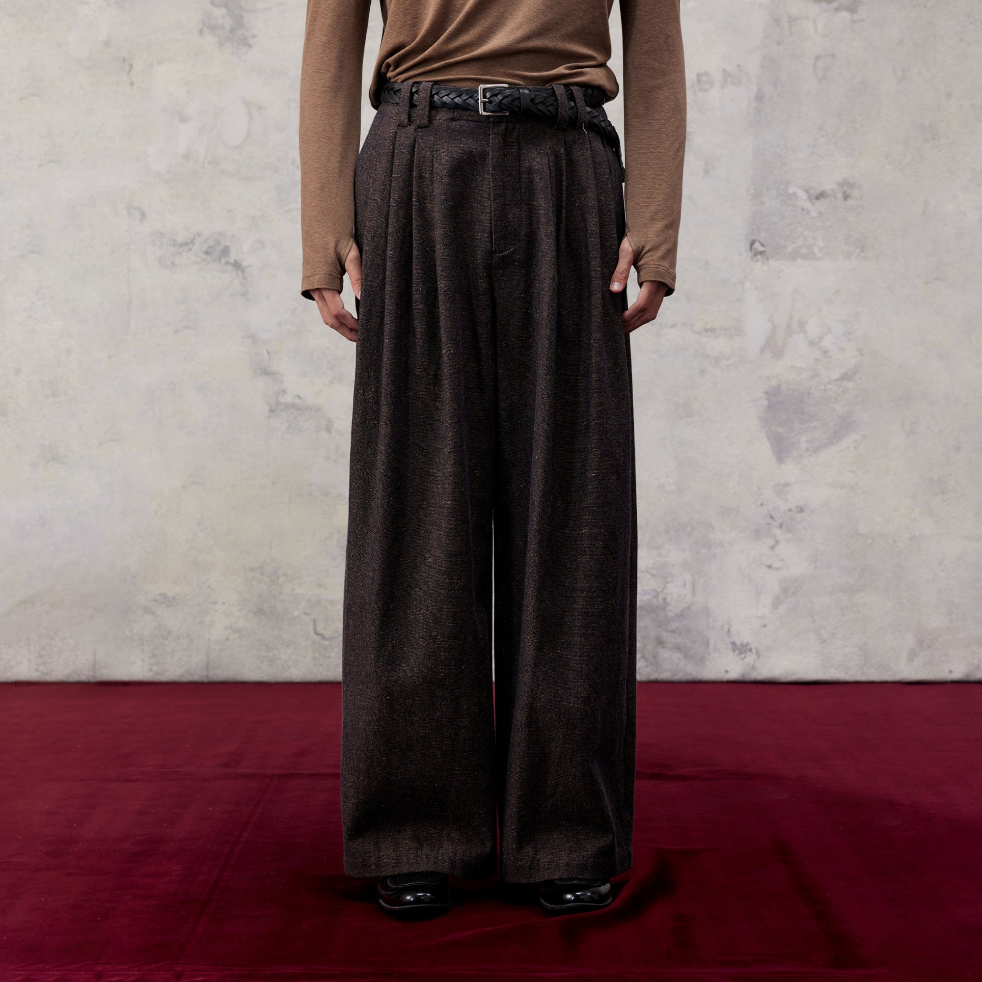 ALVNG AR ANTS Essential Pleats Linen-Blend Wide-Leg Pants, premium urban and streetwear designers apparel on PROJECTISR.com, ALVNG AR ANTS