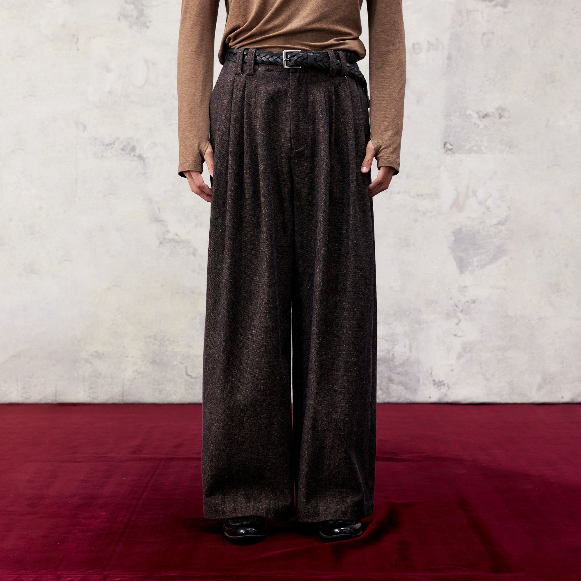ALVNG AR ANTS Essential Pleats Linen-Blend Wide-Leg Pants, premium urban and streetwear designers apparel on PROJECTISR.com, ALVNG AR ANTS