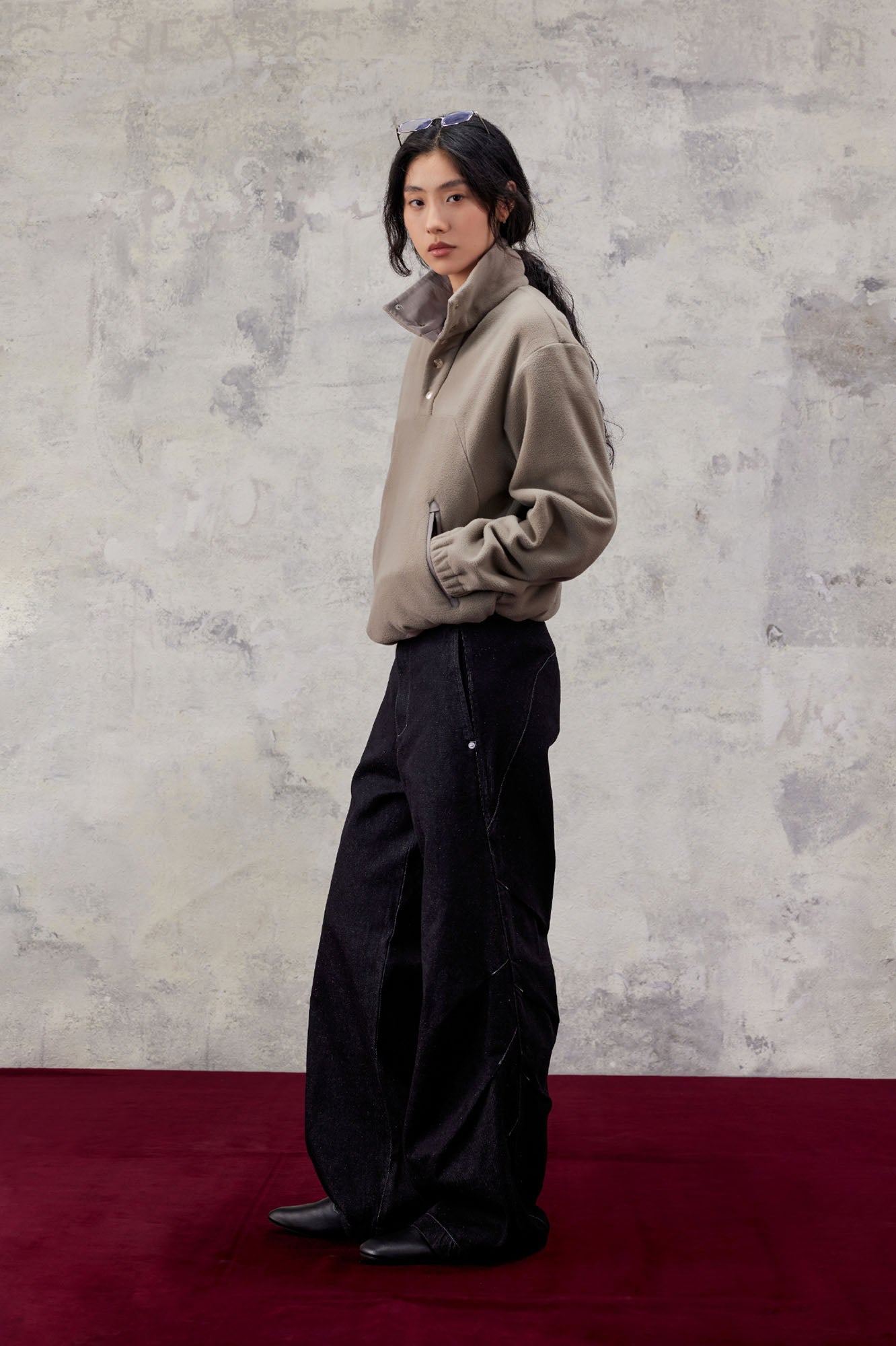 ALVNG AR ANTS Pleats Stacked Oversized Jeans, premium urban and streetwear designers apparel on PROJECTISR.com, ALVNG AR ANTS