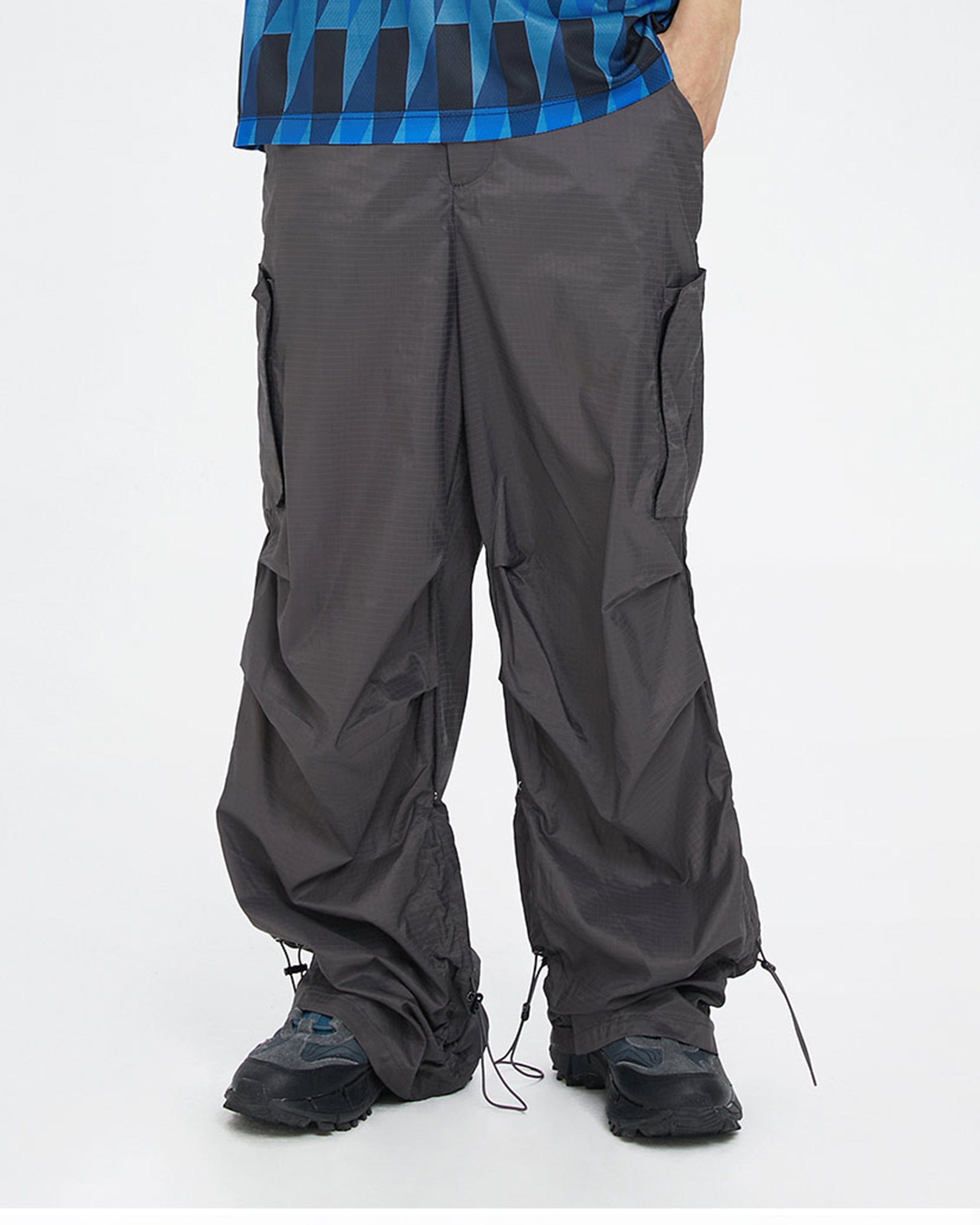 F2CE Multi-Pocket Crinkled Parachute Pants